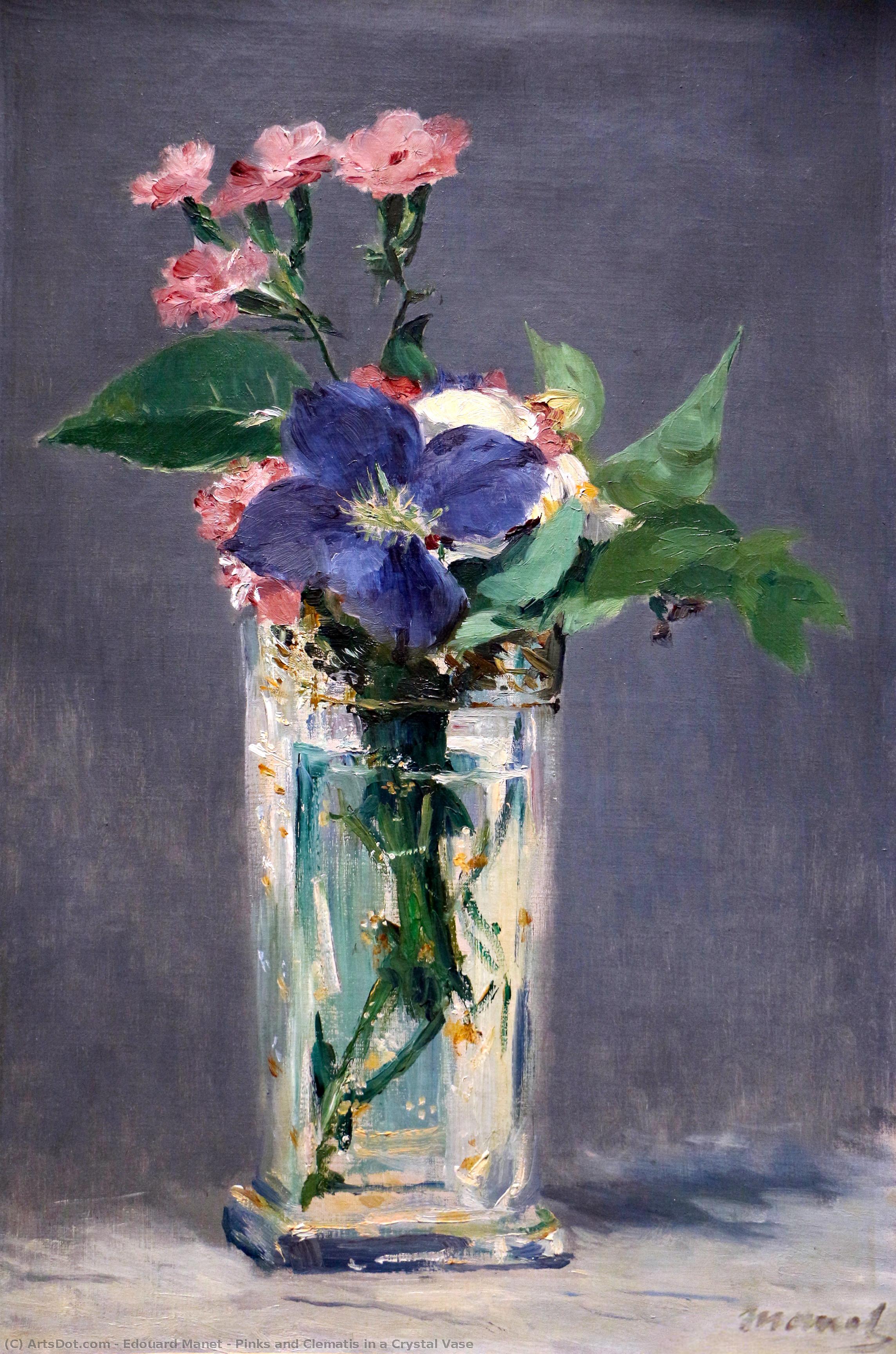 Édouard Manet - Pinks and Clematis in a Crystal Vase