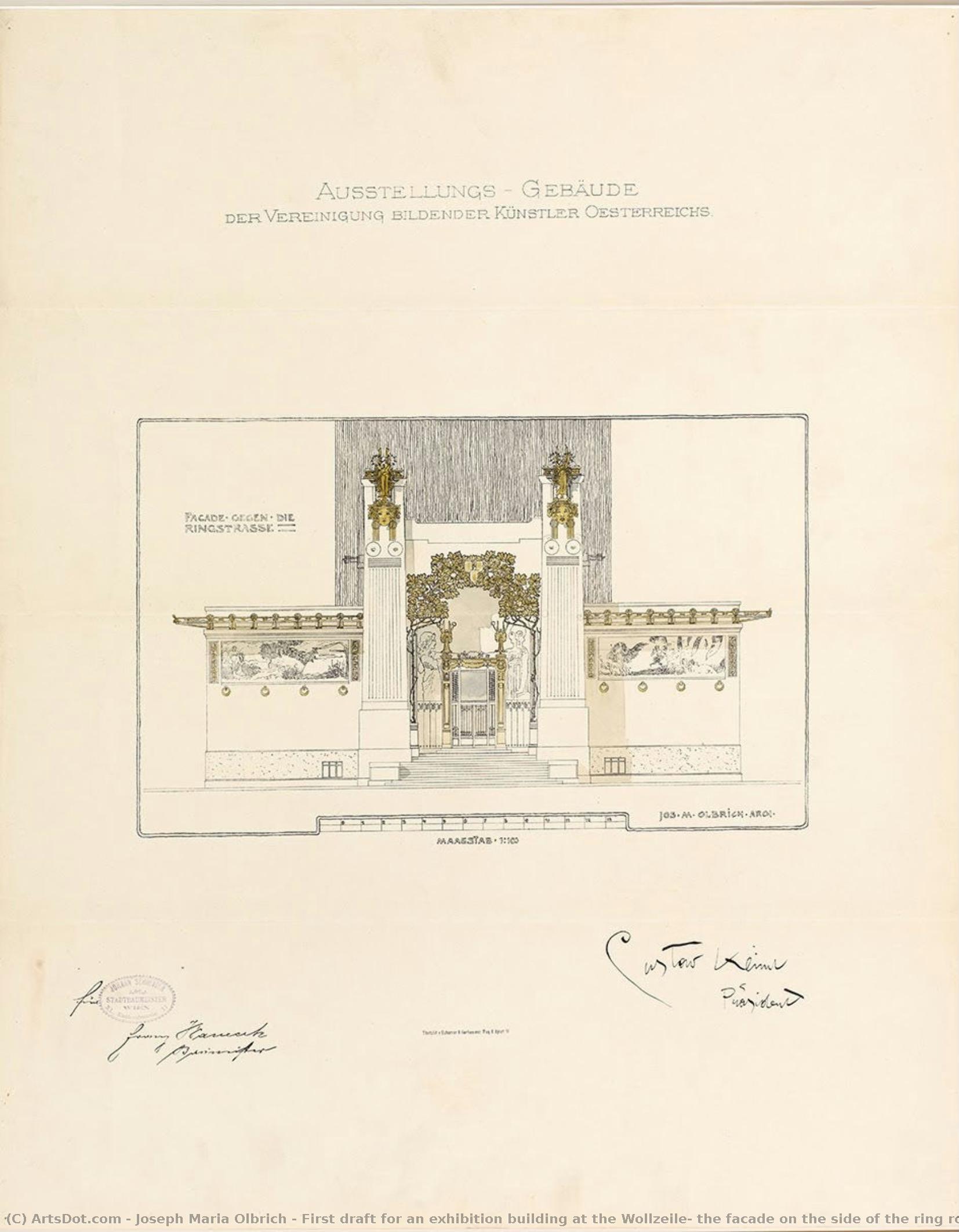 Primer Borrador Para Un Edificio De Exposiciones En Wollzeile, La Fachada Del Lado De La Avenida Ring Road — Joseph Maria Olbrich