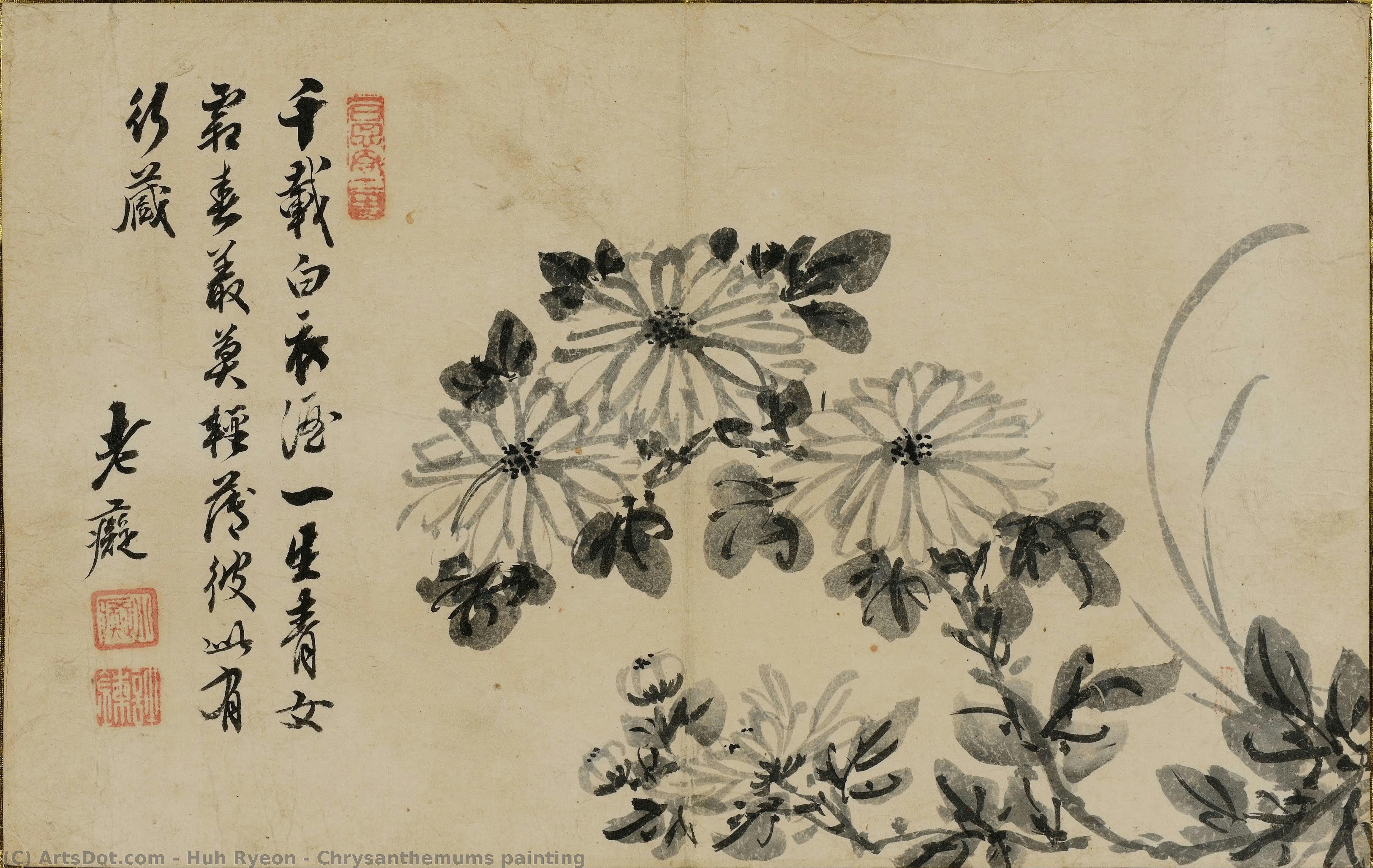 huh ryeon - Chrysanthemums painting