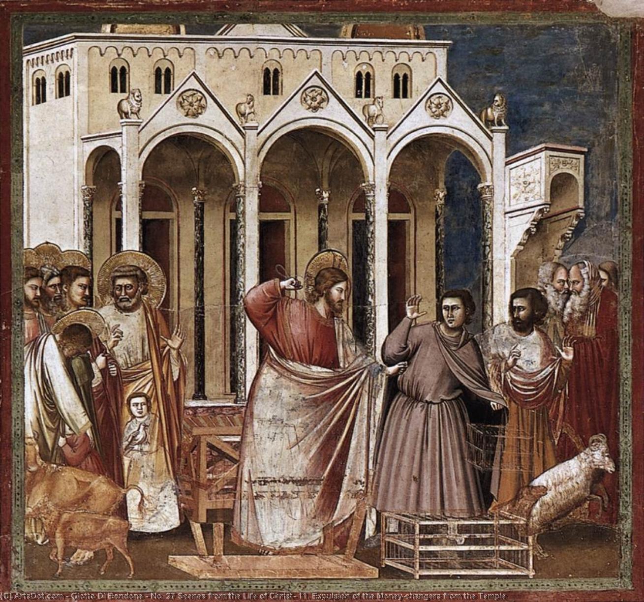 No. 27 Scenes From The Life Of Christ: 11. Expulsion Of The Money-changers From The Temple — Giotto Di Bondone