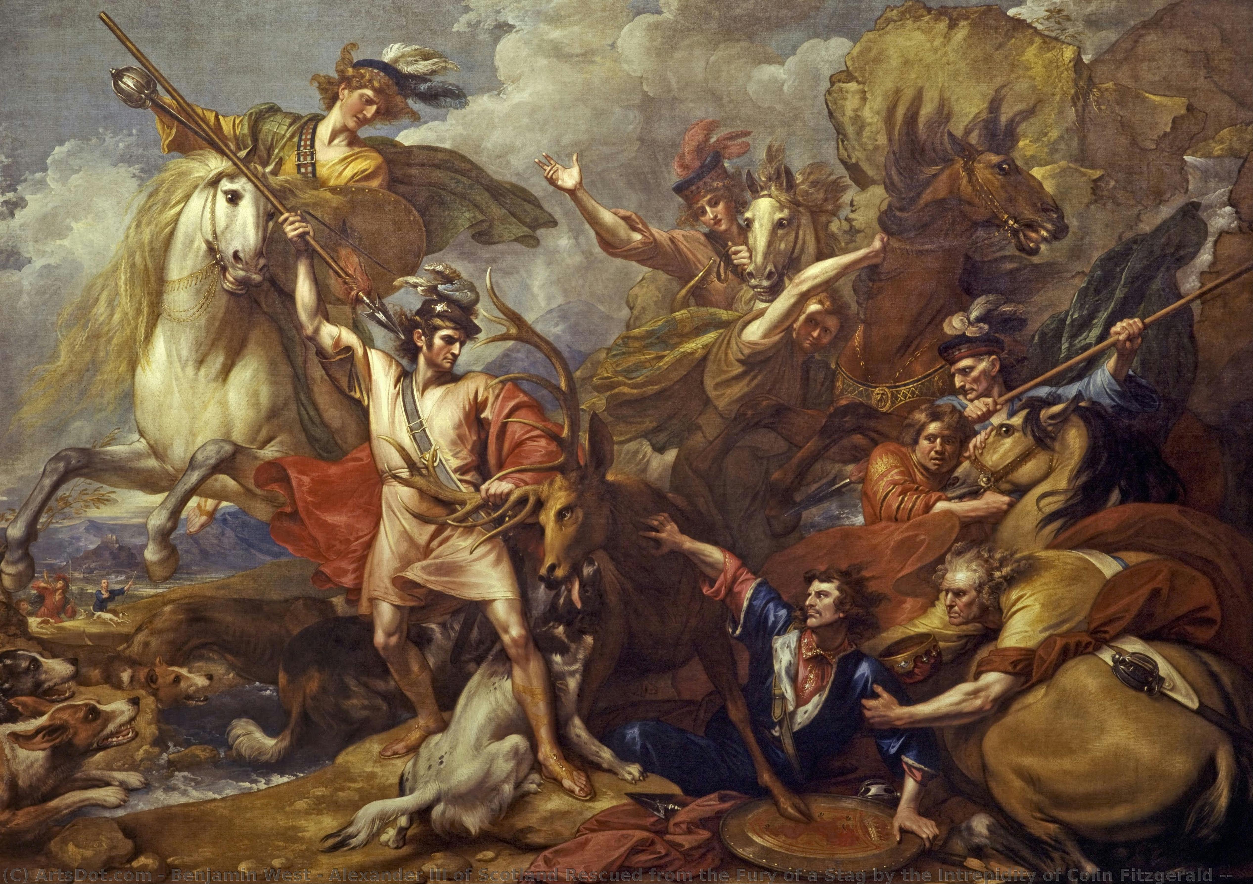 Alessandro Iii Di Scozia Salvato Dalla Furia Di Un Cervo Dall'intrepidezza Di Colin Fitzgerald ( — Benjamin West