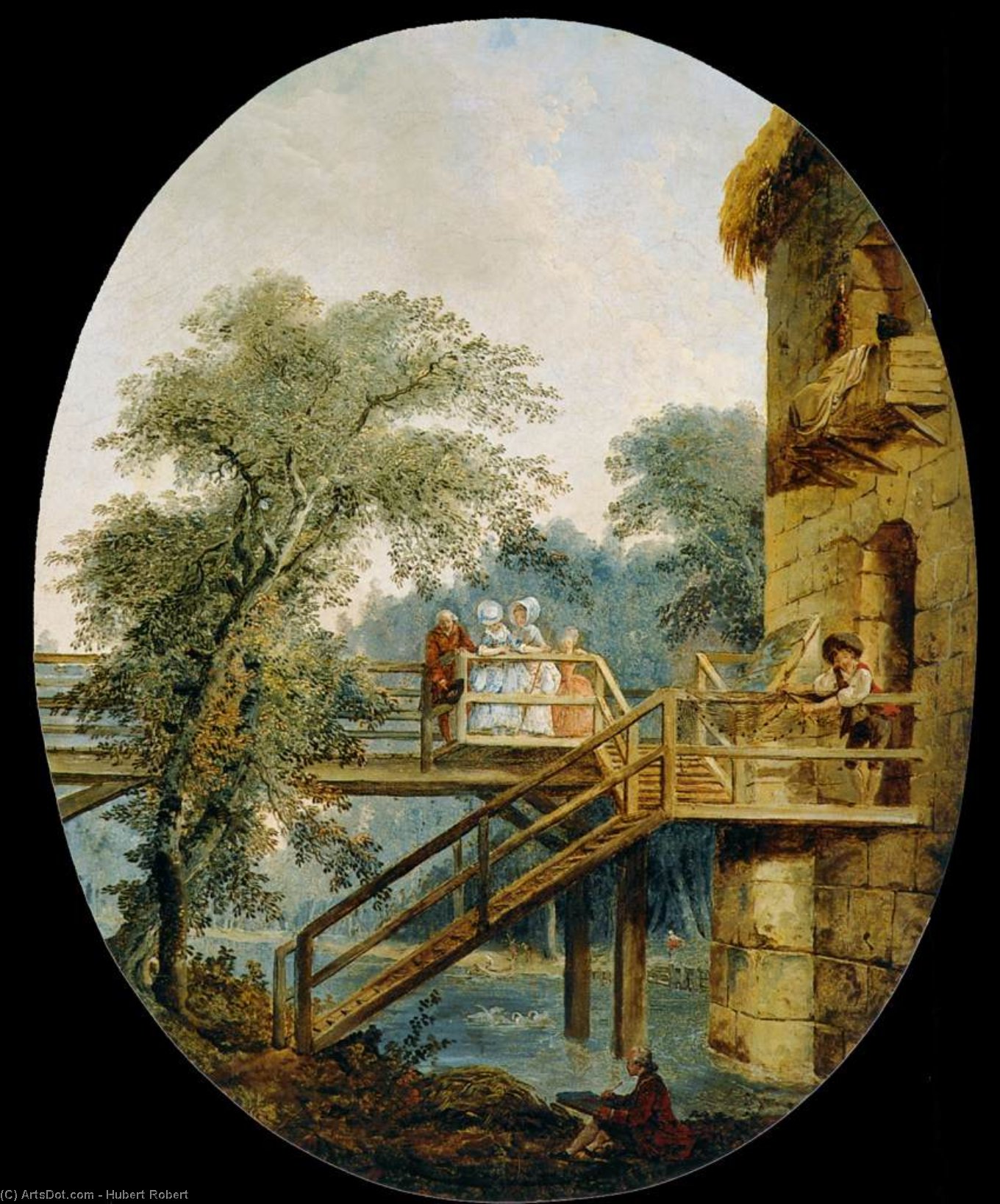 Hubert Robert - The Footbridge