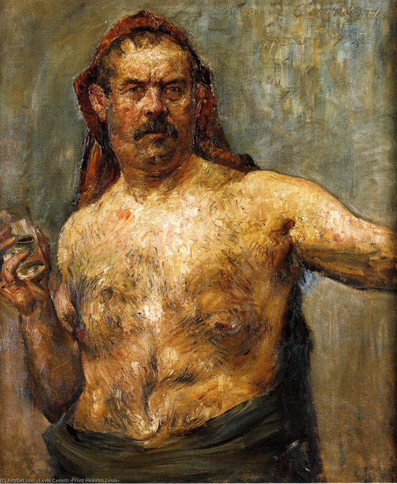 Lovis Corinth - Autoritratto con un bicchiere