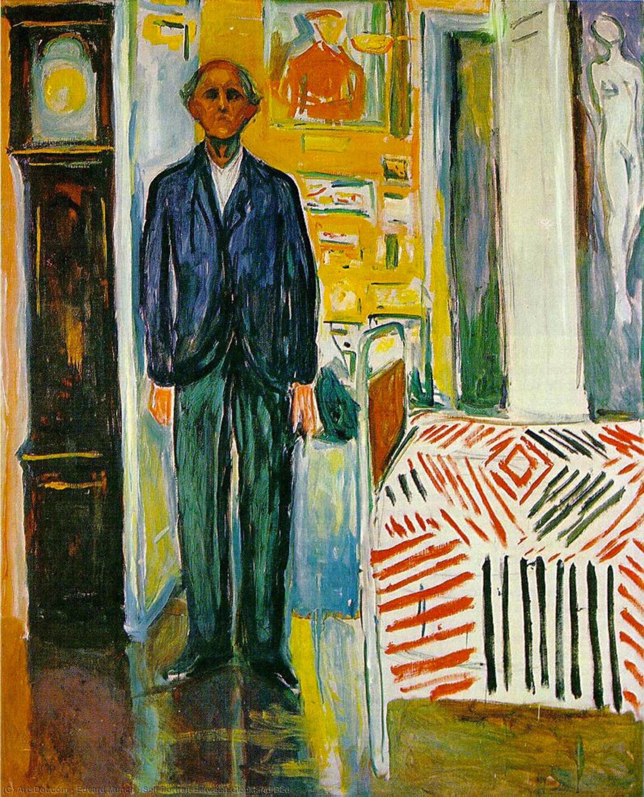 Edvard Munch - Self Portrait Between Clock and Bed
