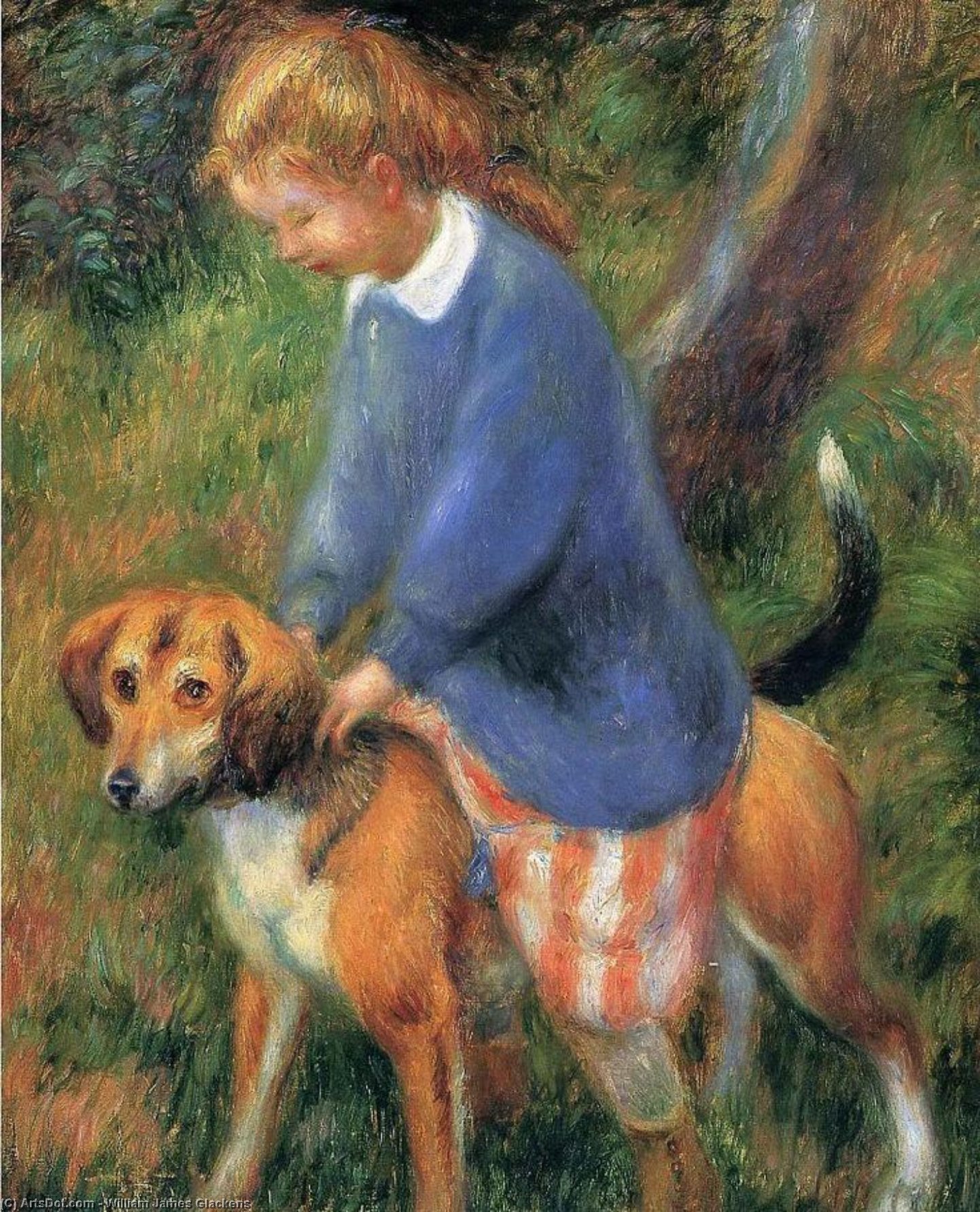 William James Glackens - Lenna con il cane dalla muta