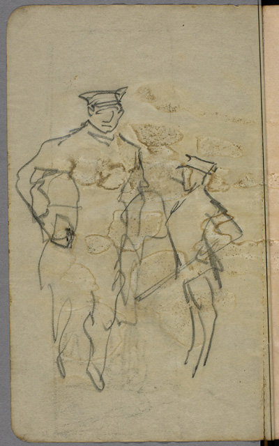 Two Standing Figures With Caps — Arthur Lismer