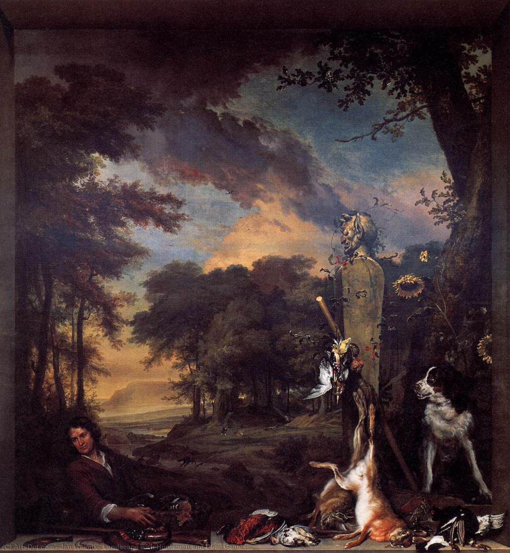 Landscape With Huntsman And Dead Game — Jan Weenix