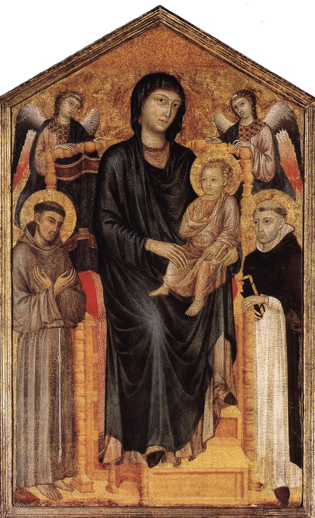 Cimabue - Madonna Enthroned mit dem Kind, St. Franziskus und St. Dominik sowie zwei Engel