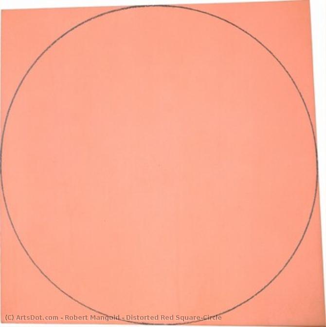 Robert Mangold - Distorted Red Square-Circle
