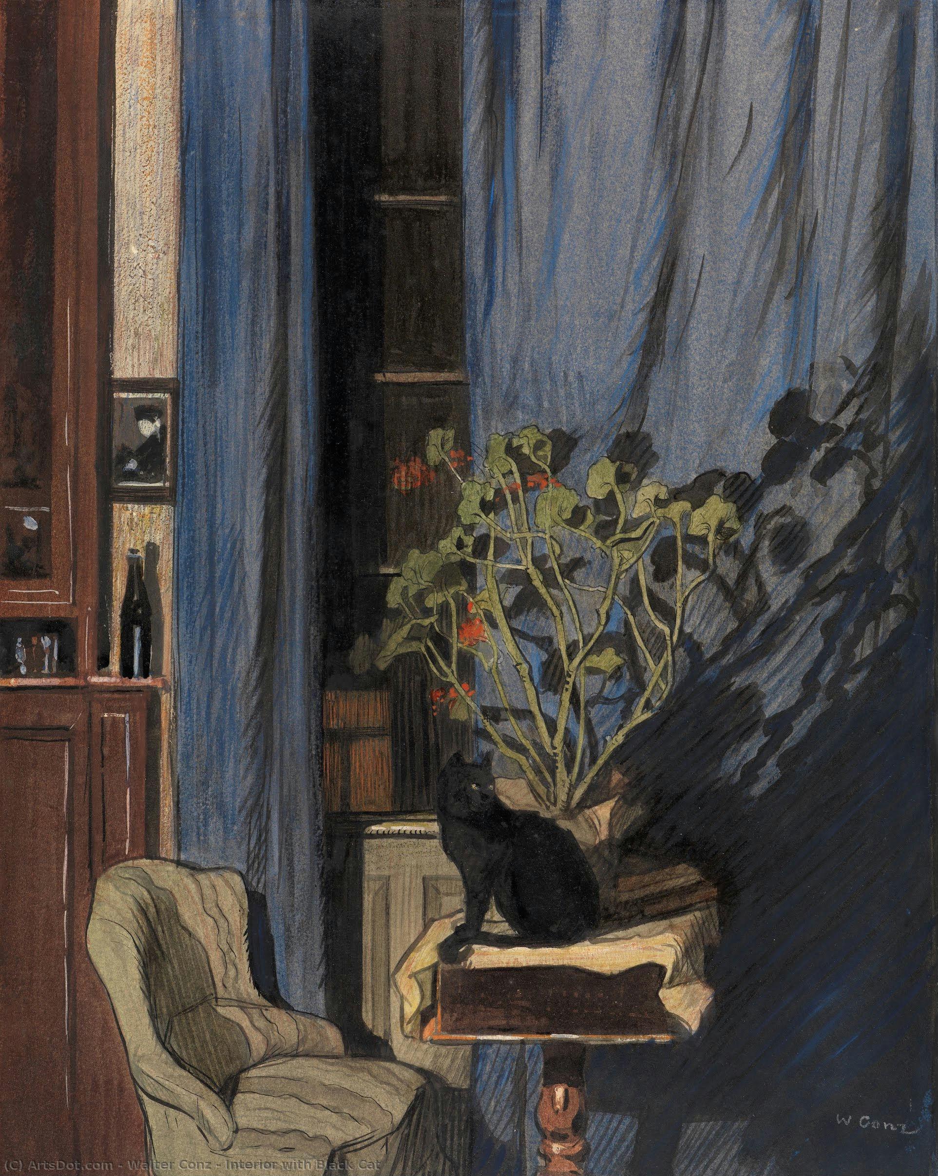 Interior With Black Cat — Walter Conz