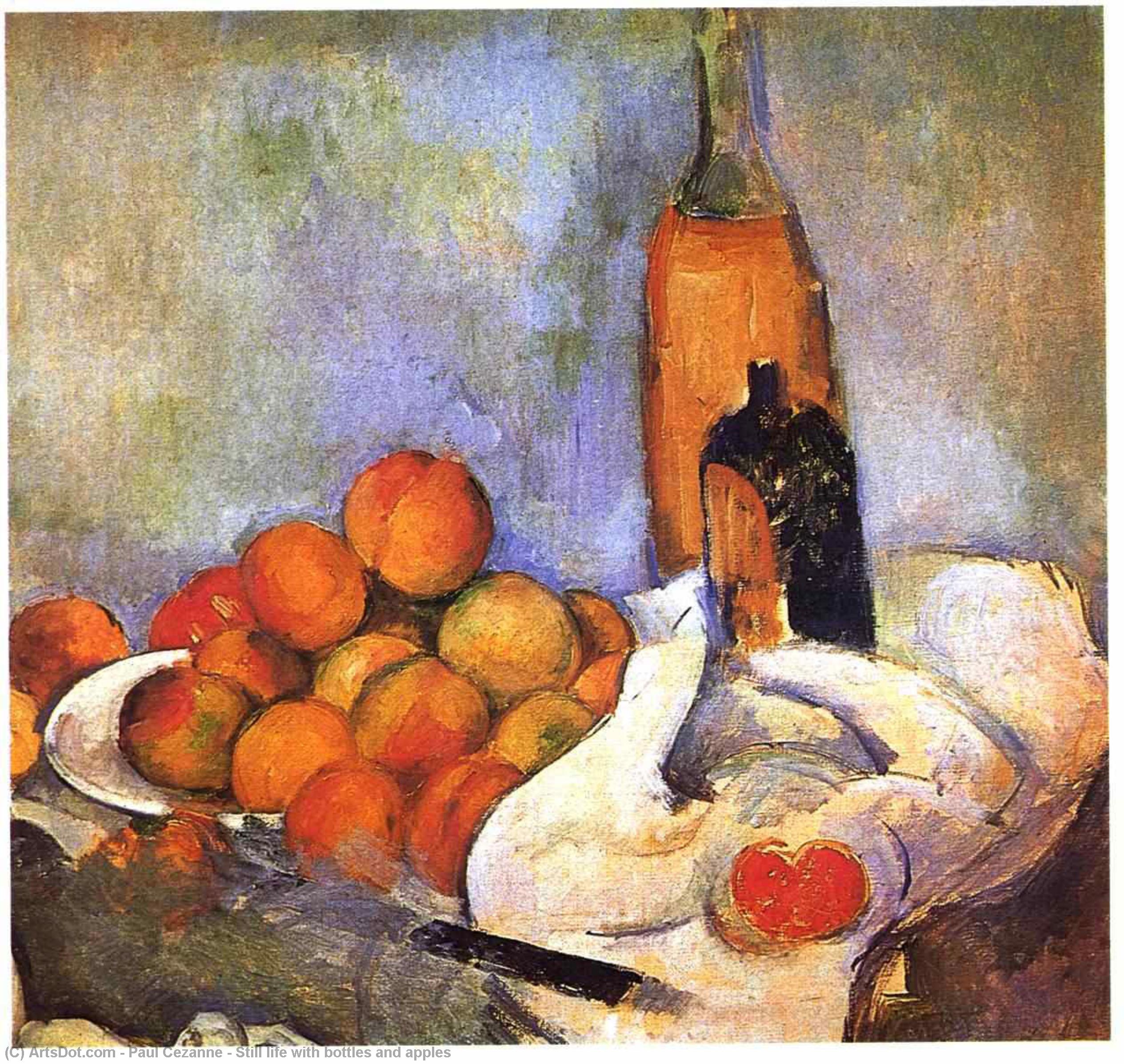 Still Life Med Flasker Og Epler — Paul Cézanne