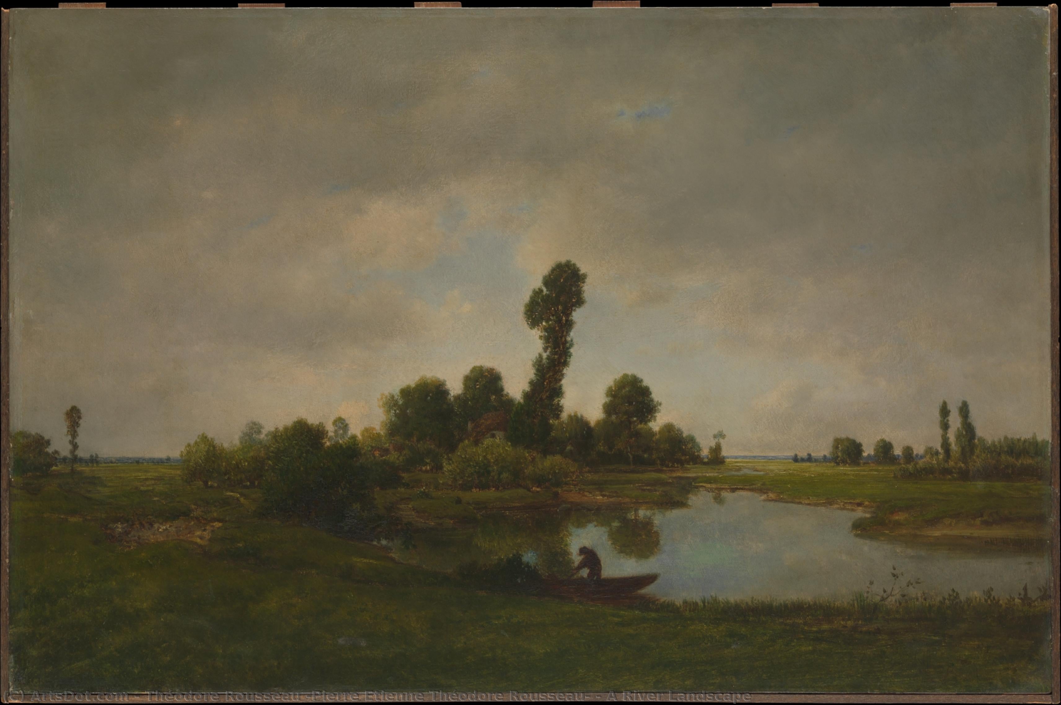 Een Rivierlandschap — Théodore Rousseau