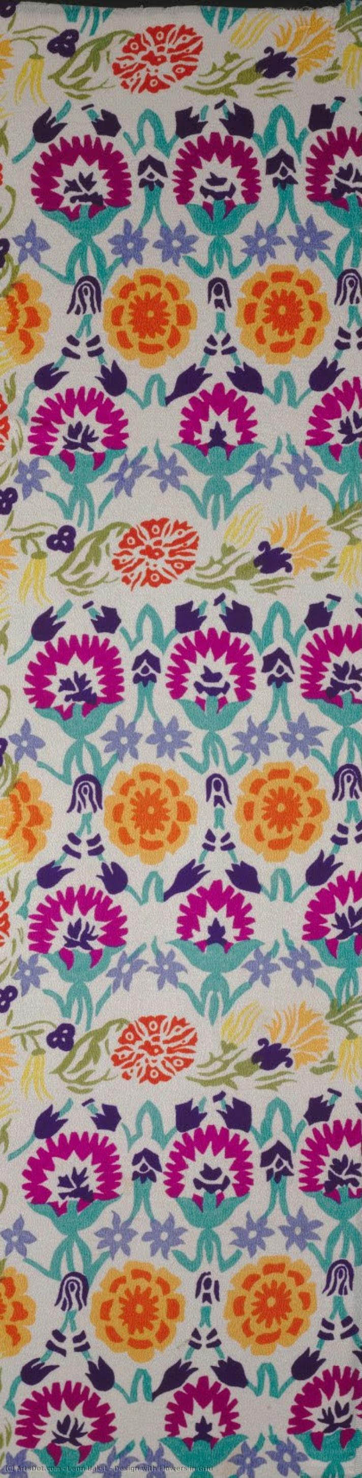 Design Mit Blumen Im Raster — Léon Bakst