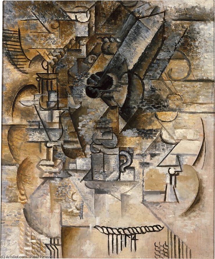 Pablo Picasso - Piedestal, verres, tasses, mandoline