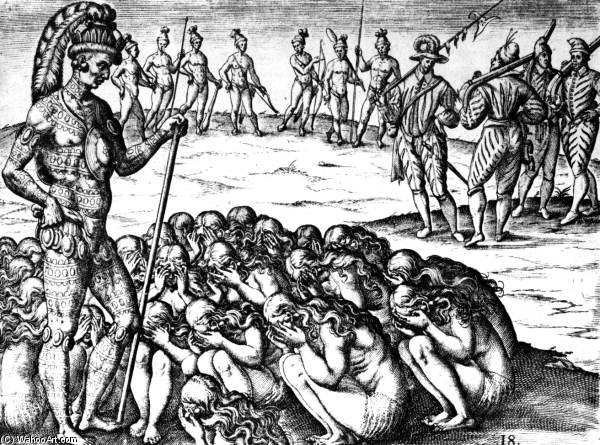 Grieving Widows Approach The Chief, — Theodor De Bry