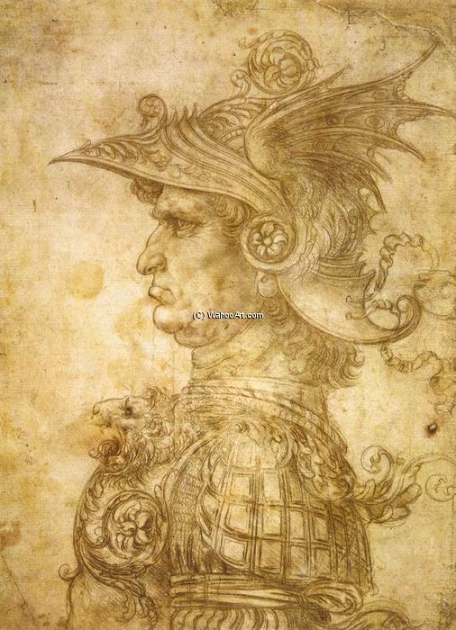 Leonardo da Vinci - Perfil de un guerrero con casco