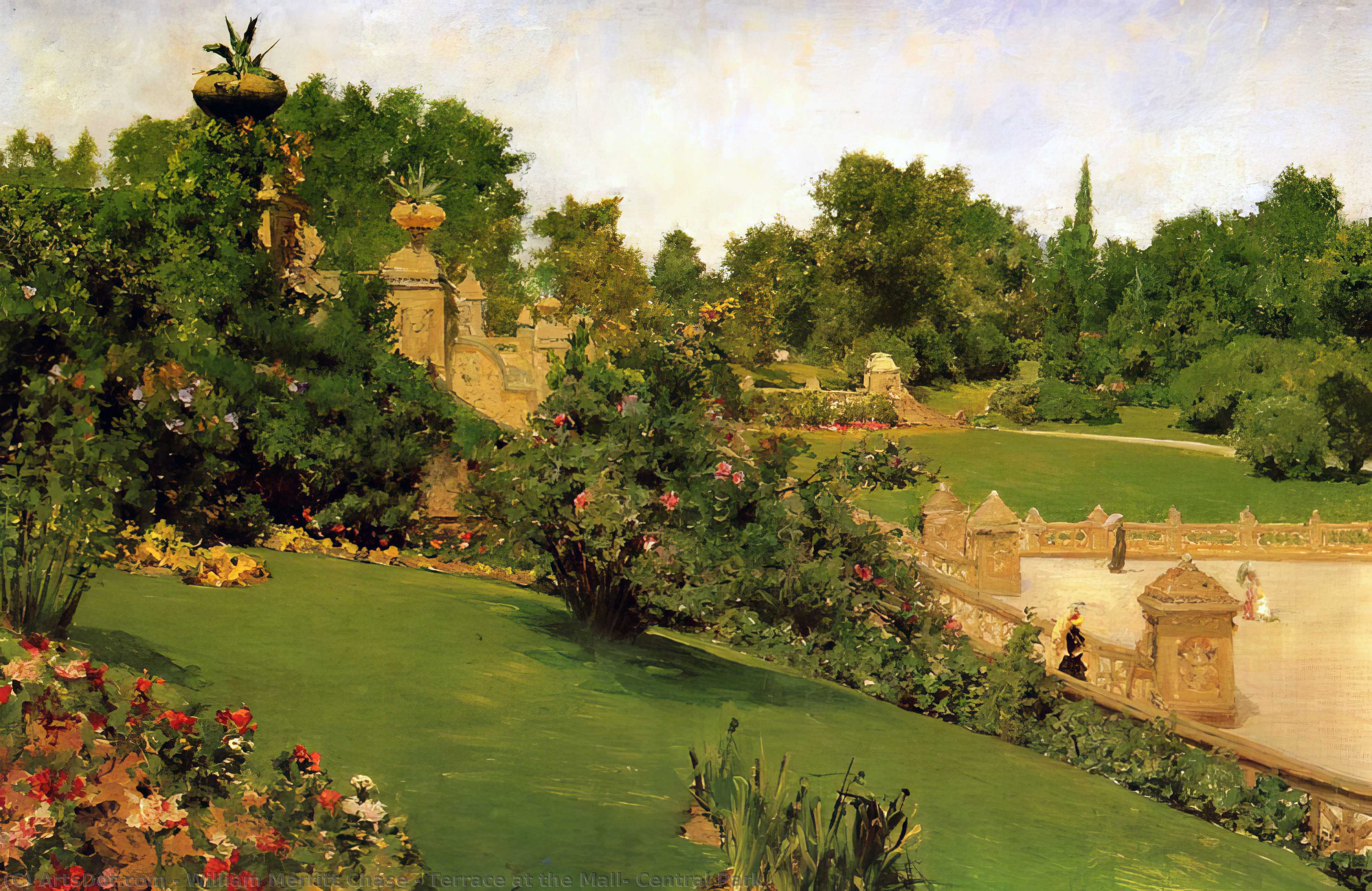 William Merritt Chase - Terrace at the Mall, Central Park