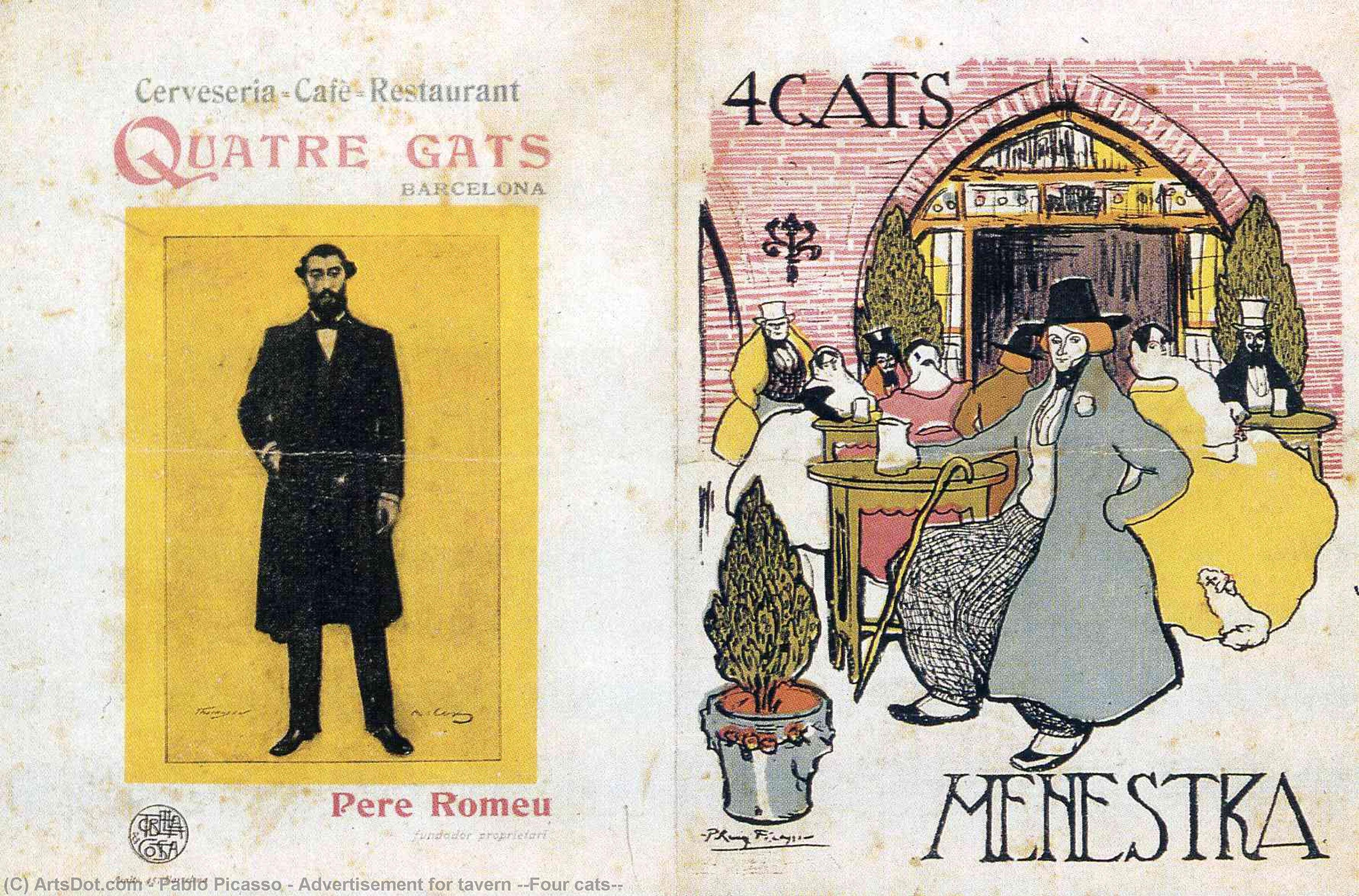 Advertisement For Tavern ''four Cats'' — Pablo Picasso