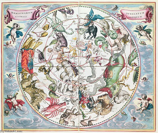 Map Of The Southern Hemisphere, From ''the Celestial Atlas — Andreas Cellarius