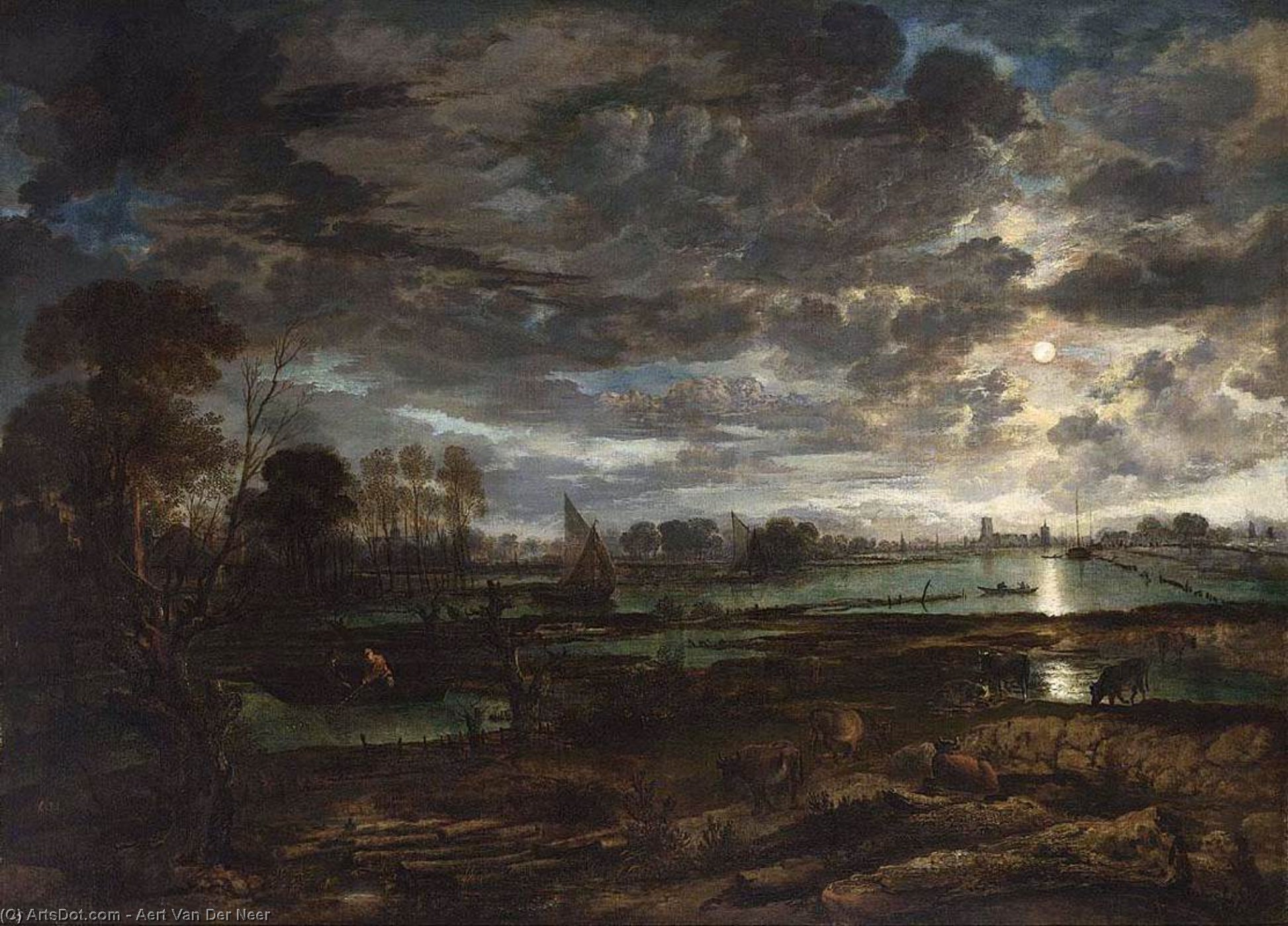 Aert Van Der Neer - River Landscape