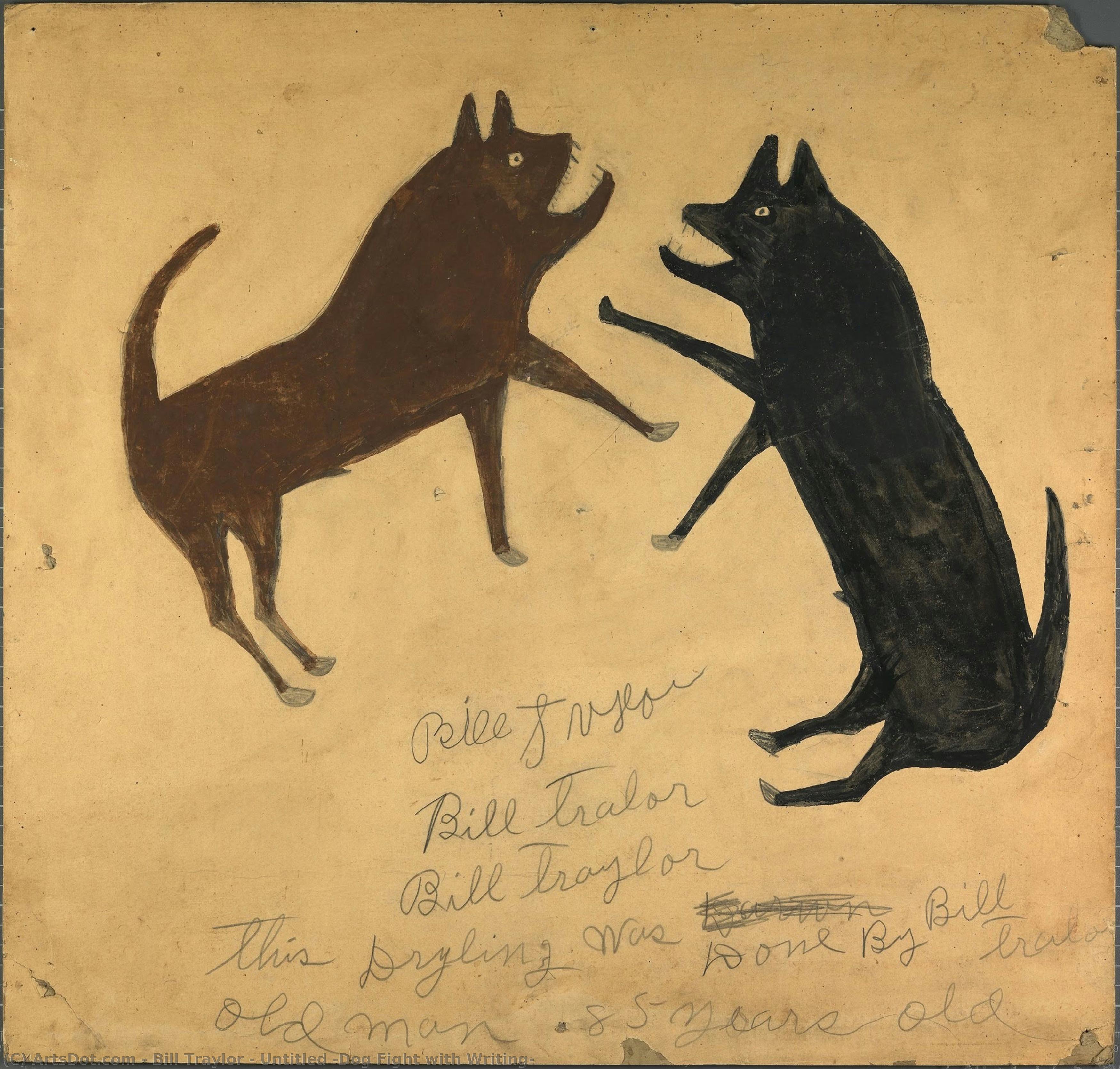 Senza Titolo (lotta Tra Cani Con Iscrizione) — Bill Traylor