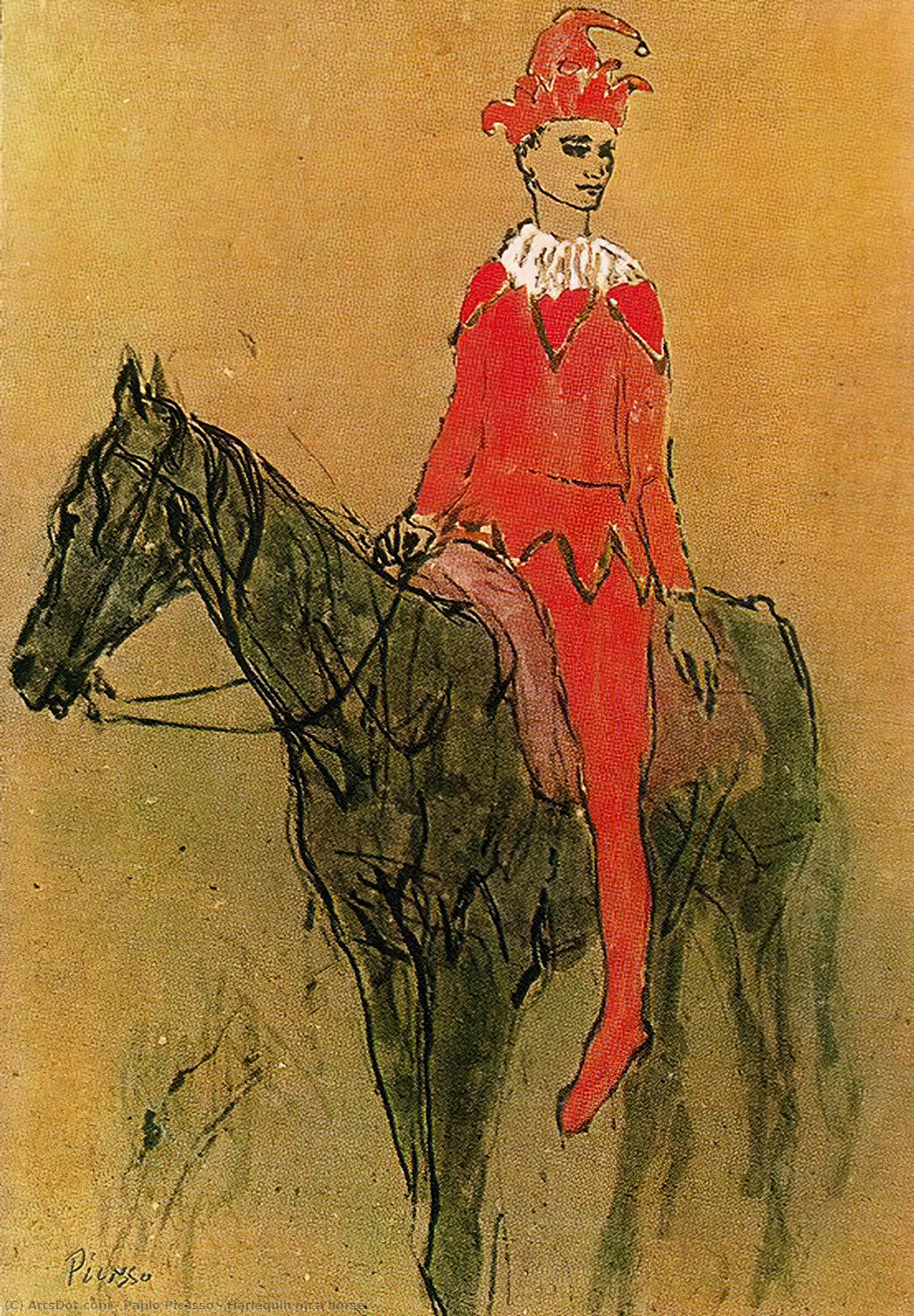 Pablo Picasso - Harlequina na koni