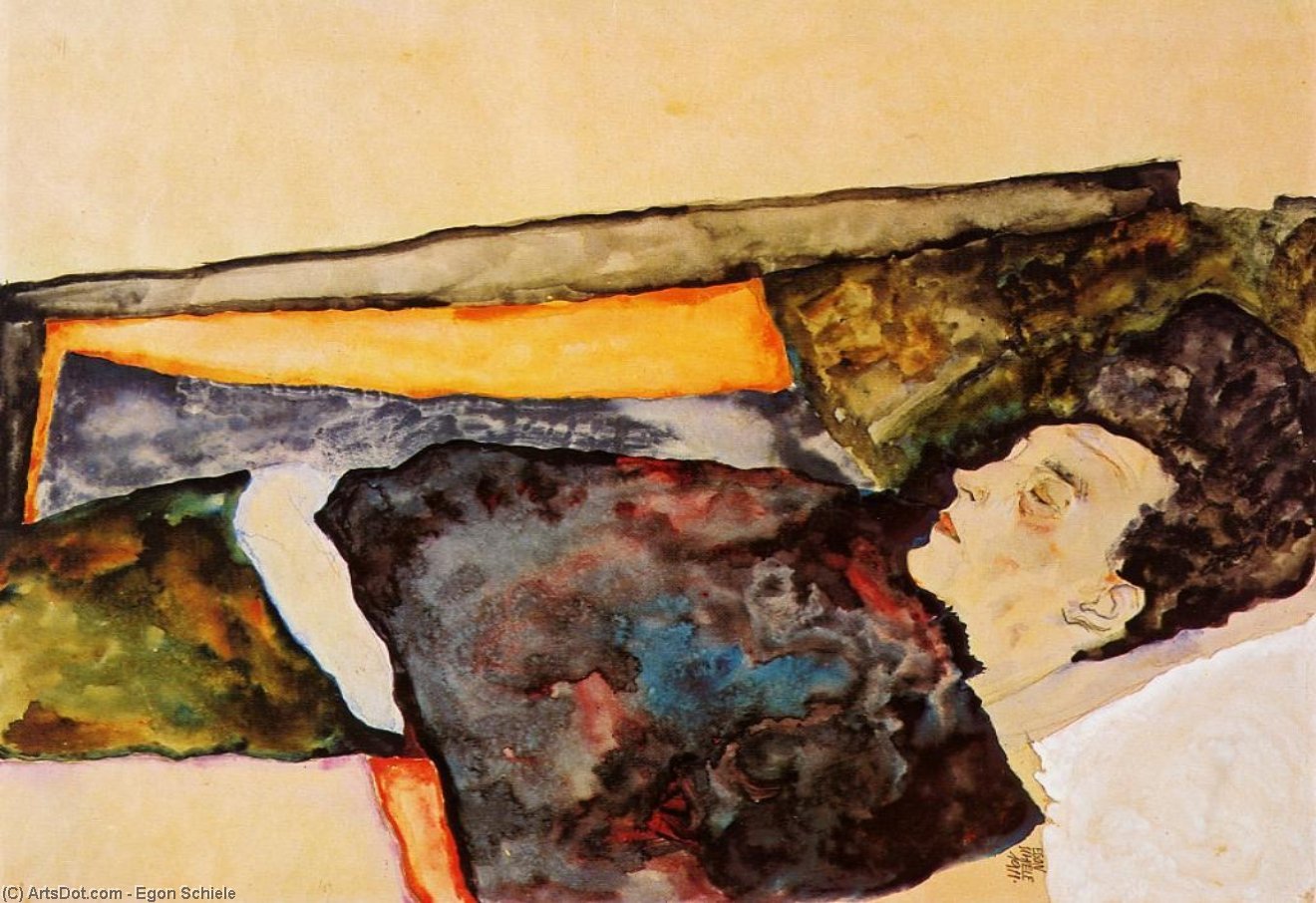 إغون شيله - The Artist's Mother, Sleeping