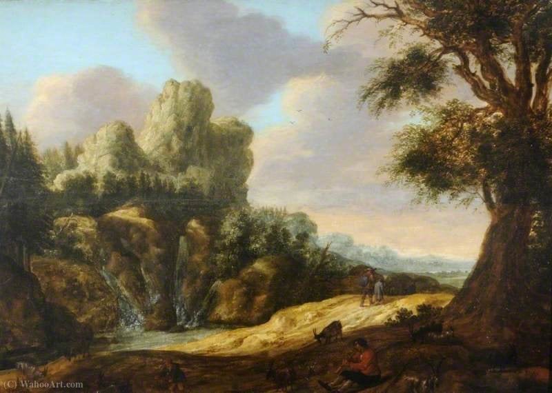 Pieter Jansz van Asch - A Mountainous Landscape with Goats