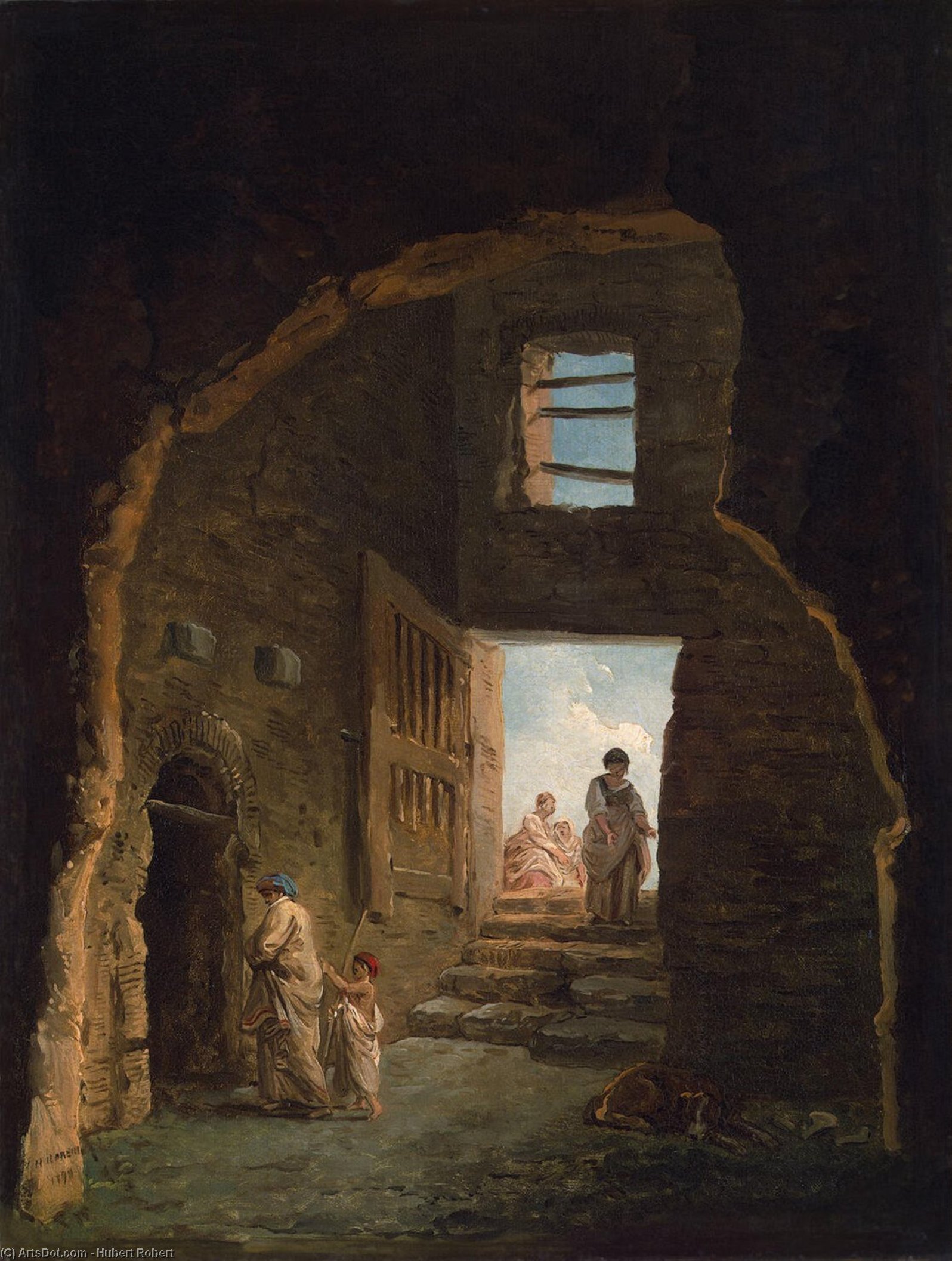 Hubert Robert - Inhabited Ruins