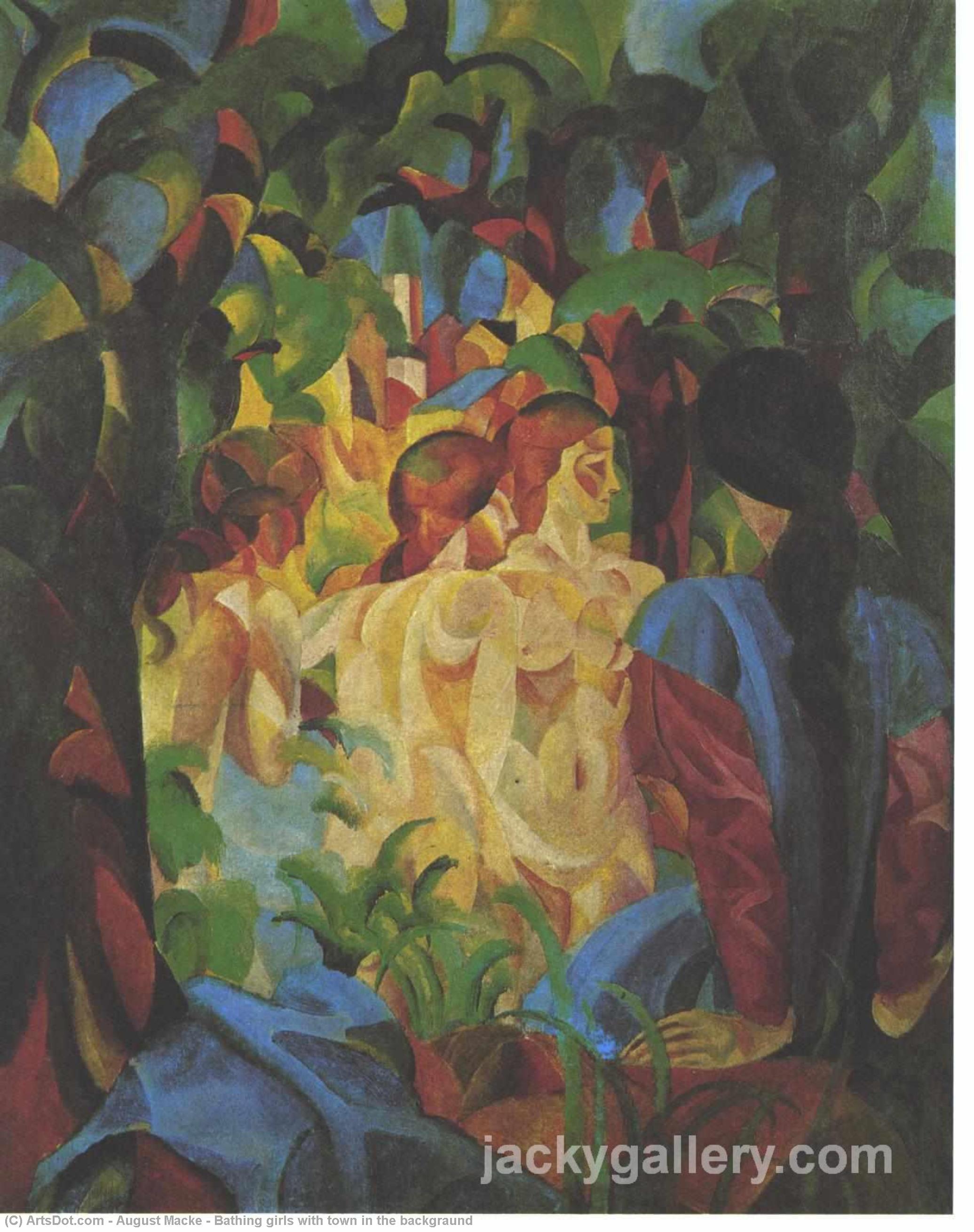 Ženy Koupající Se S Městem Pozadí — August Macke