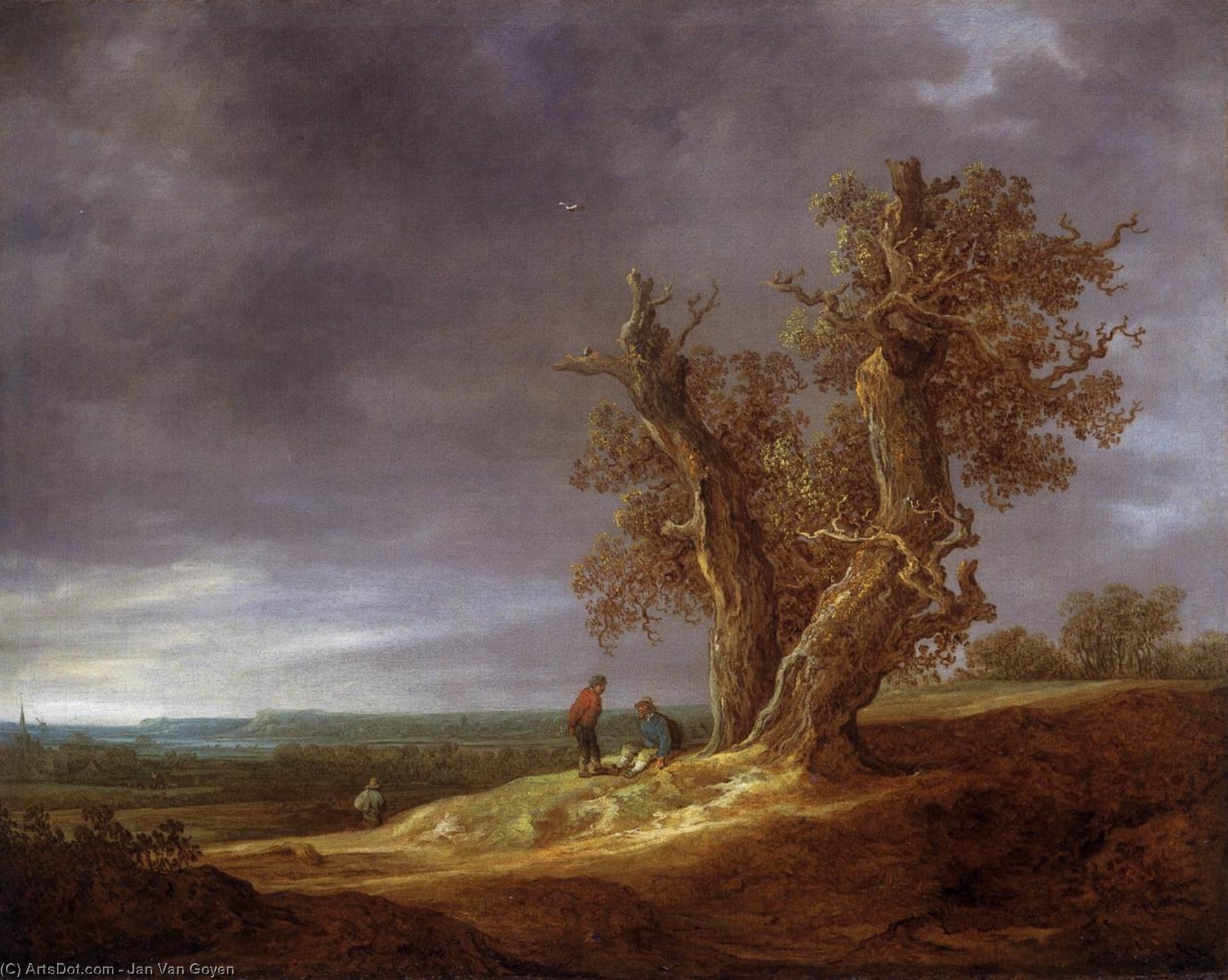 Ян ван Гойен - Landscape with Two Oaks
