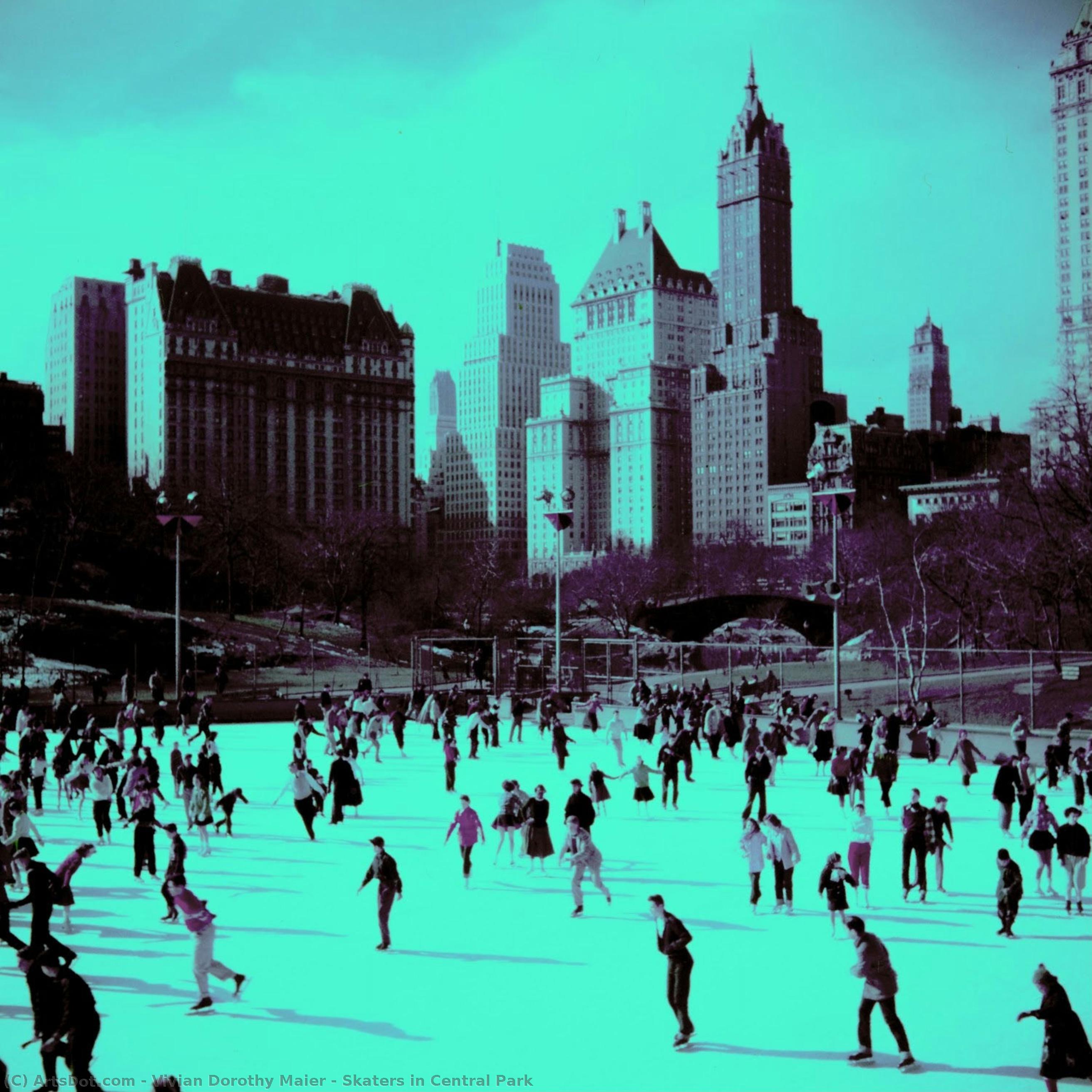 Skaters In Central Park — Vivian Dorothy Maier, Acrylic, Impressionism