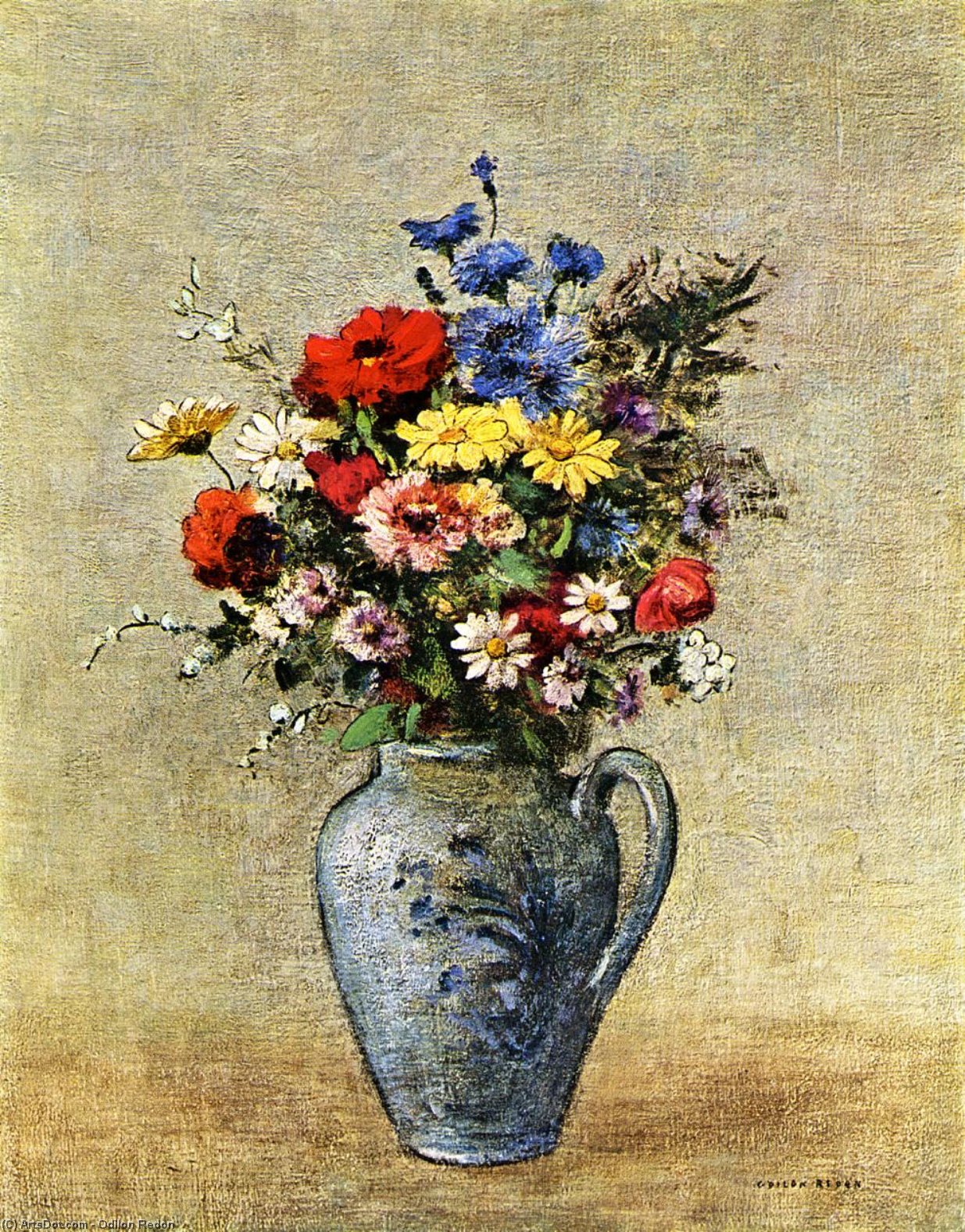 Flowers In A Vase With One Handle — Odilon Redon