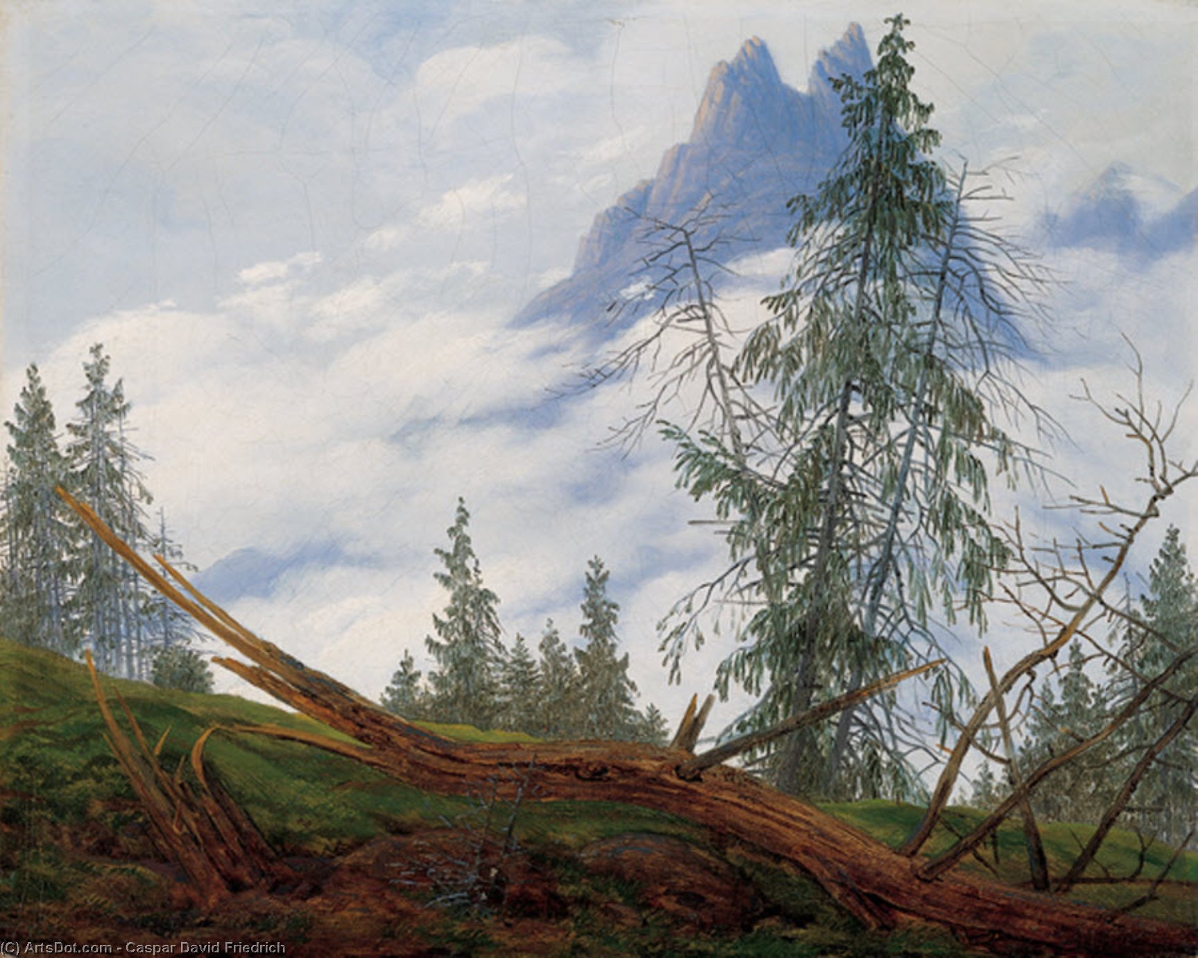 كاسبار دافيد فريدريش - Mountain Peak with Drifting Clouds
