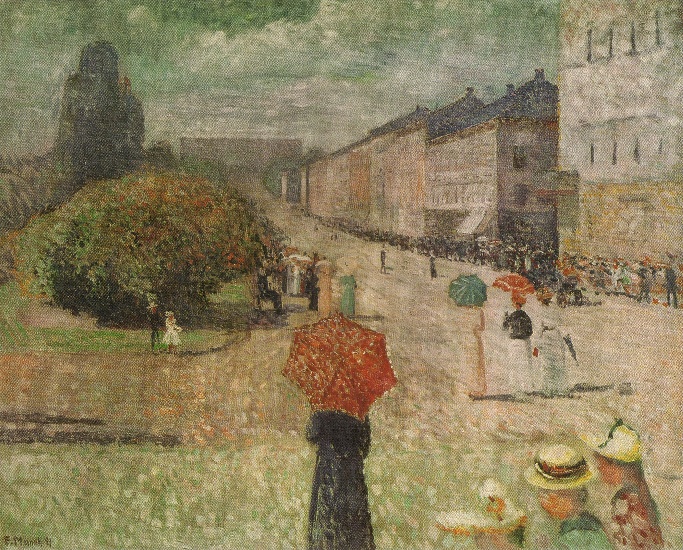 Edvard Munch - Spring day street Karl Johan in Oslo