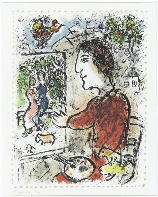 Marc Chagall - The painter in red jacket
