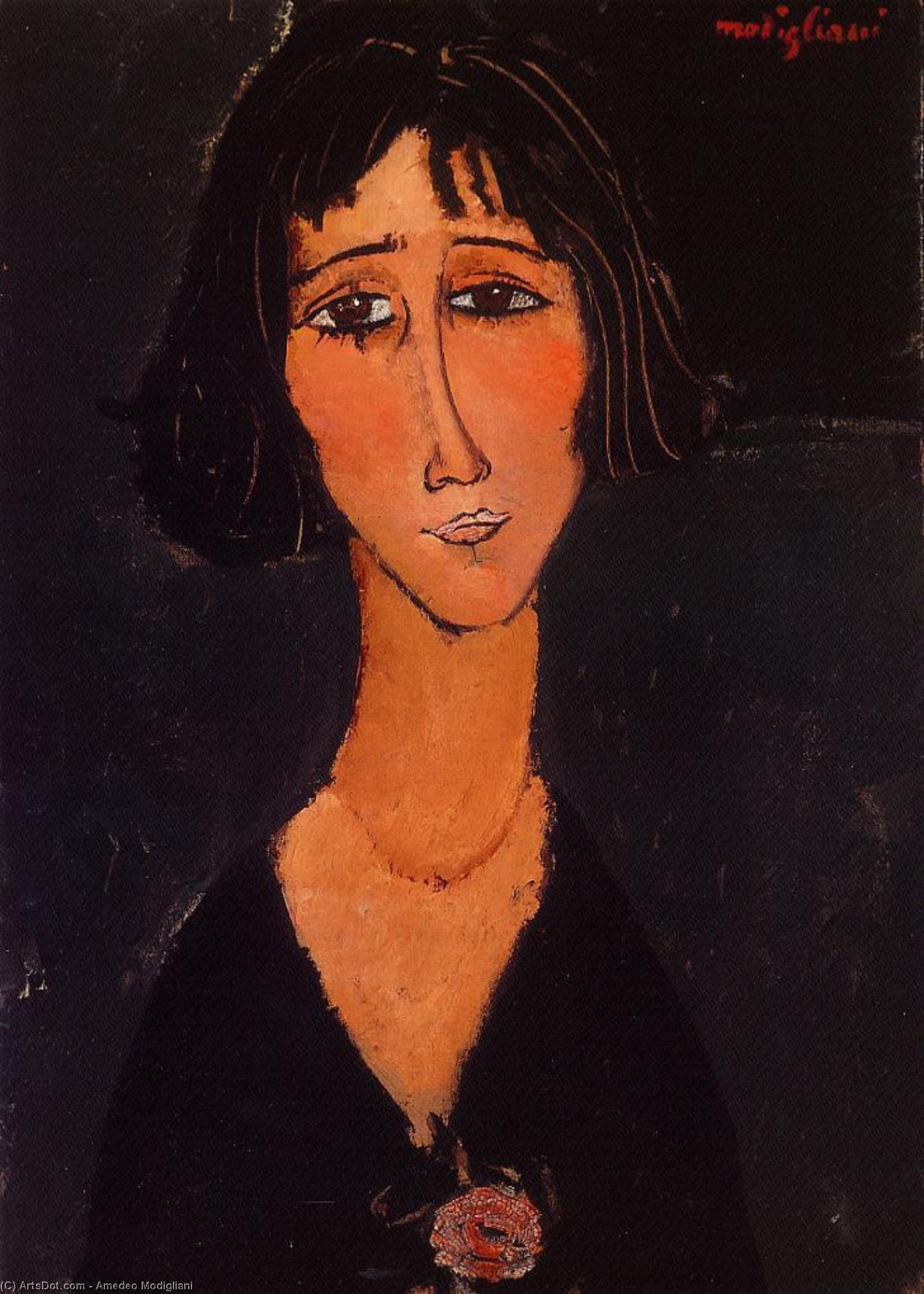 Amedeo Modigliani - Junges Mädchen mit einer Rose