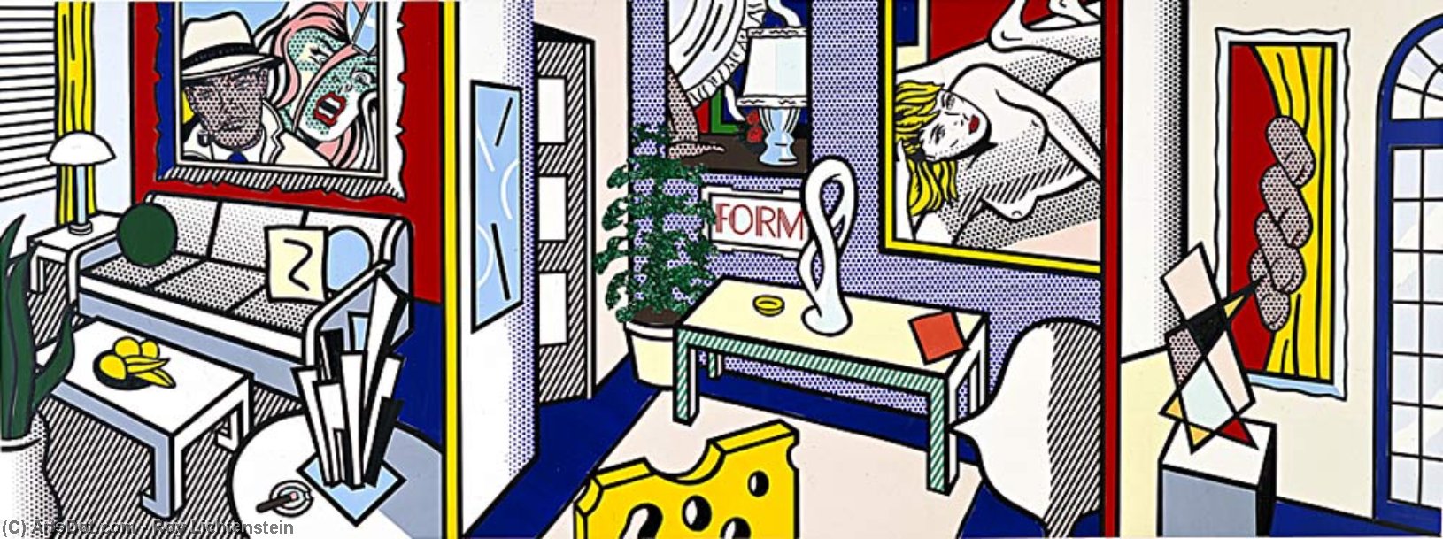 Large Interior With Three Reflections — Roy Lichtenstein
