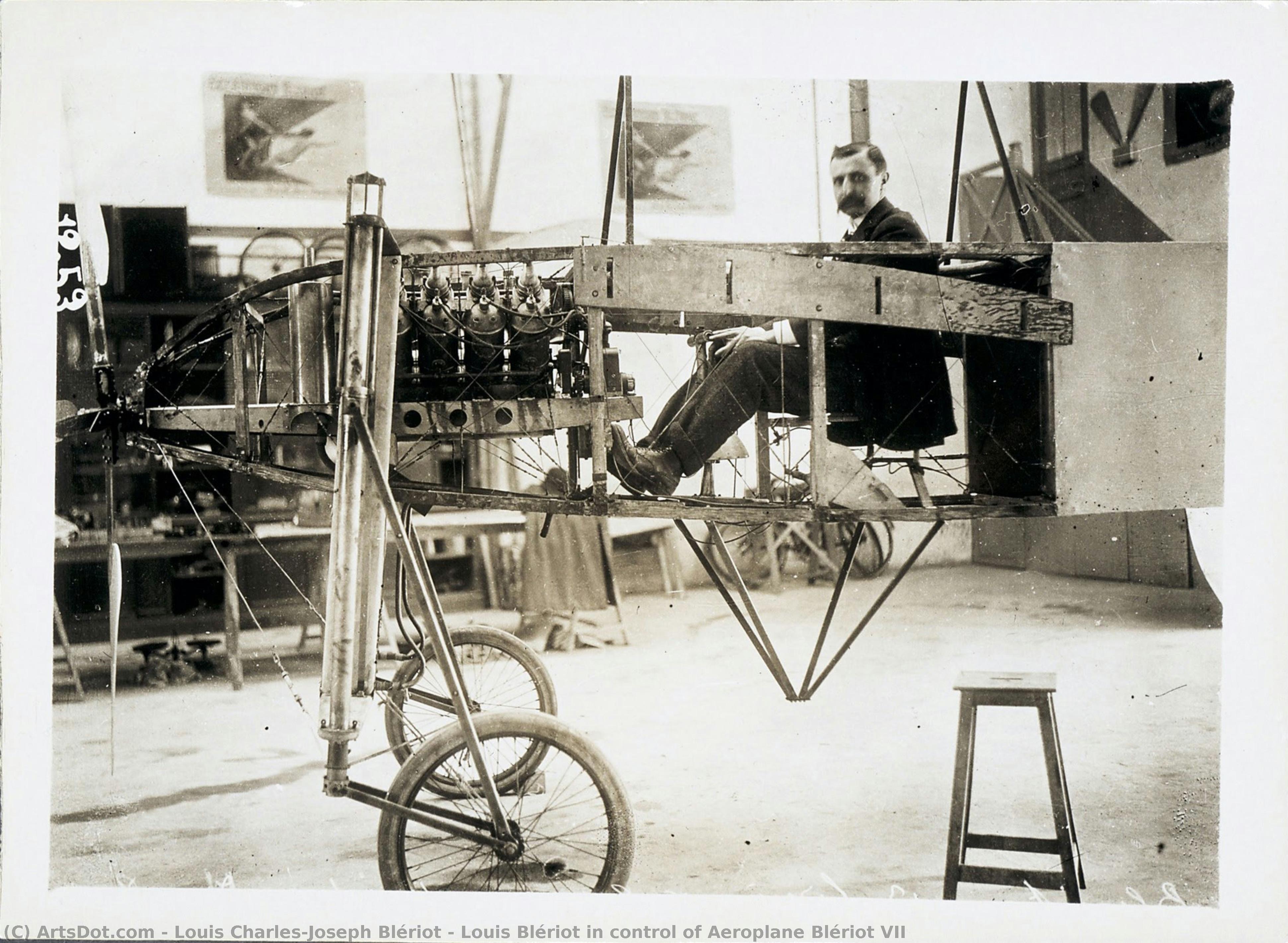 Louis Blériot In Control Of Aeroplane Blériot Vii — Louis Charles-joseph Blériot