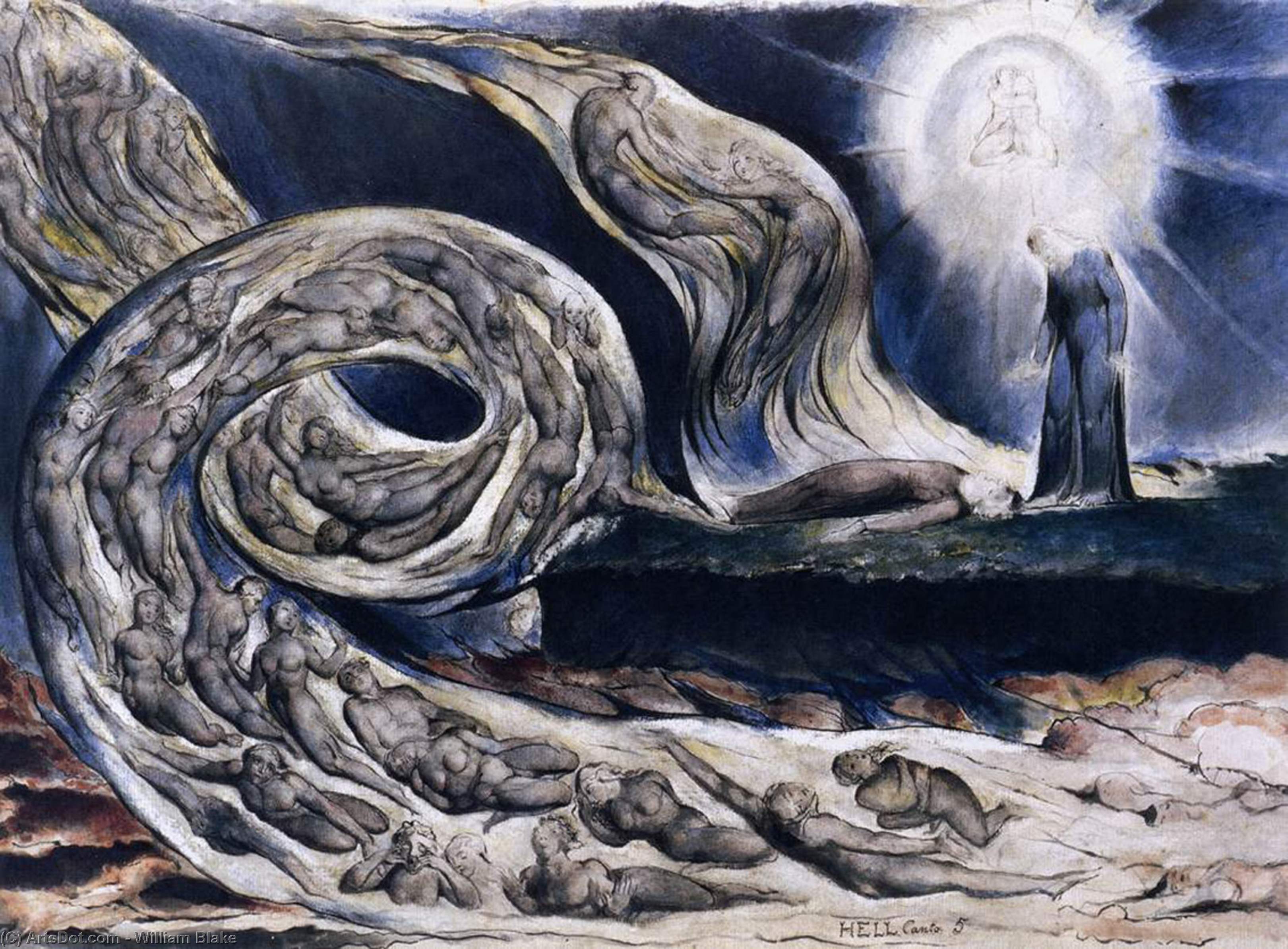 Der Wirbel Der Liebenden, Francesca Da Rimini Und Paolo Malatesta — William Blake