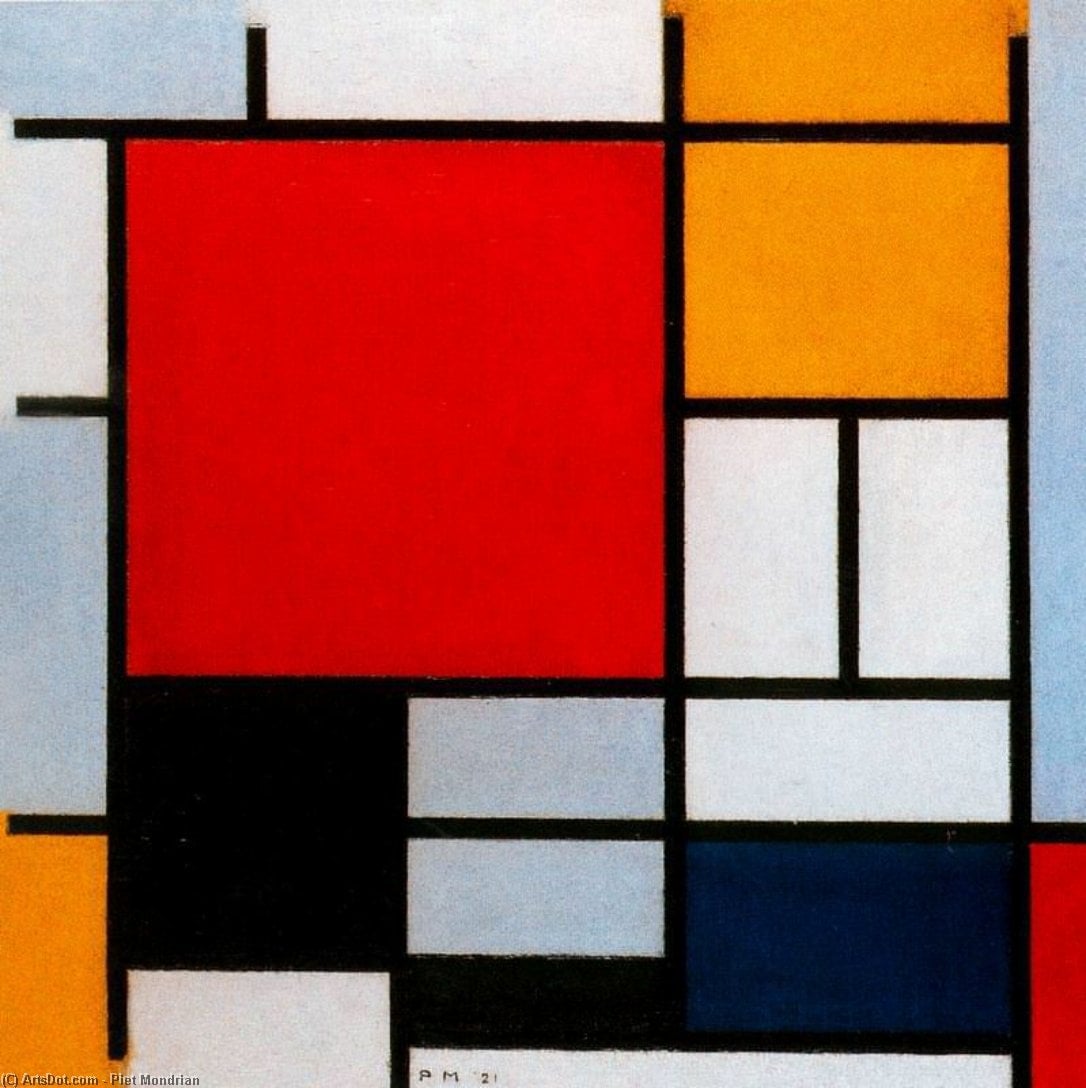 Piet Mondrian - Composition con Rosso, Giallo e Blu