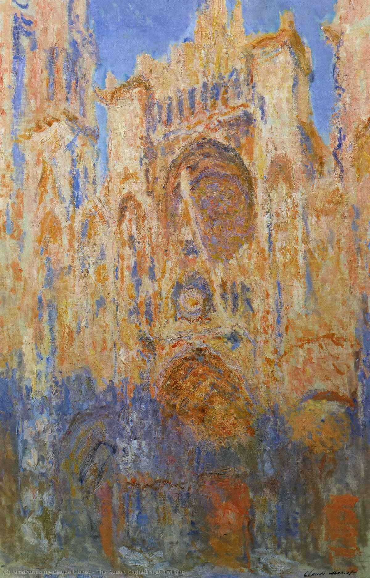 The Rouen Cathedral At Twilight — Claude Monet
