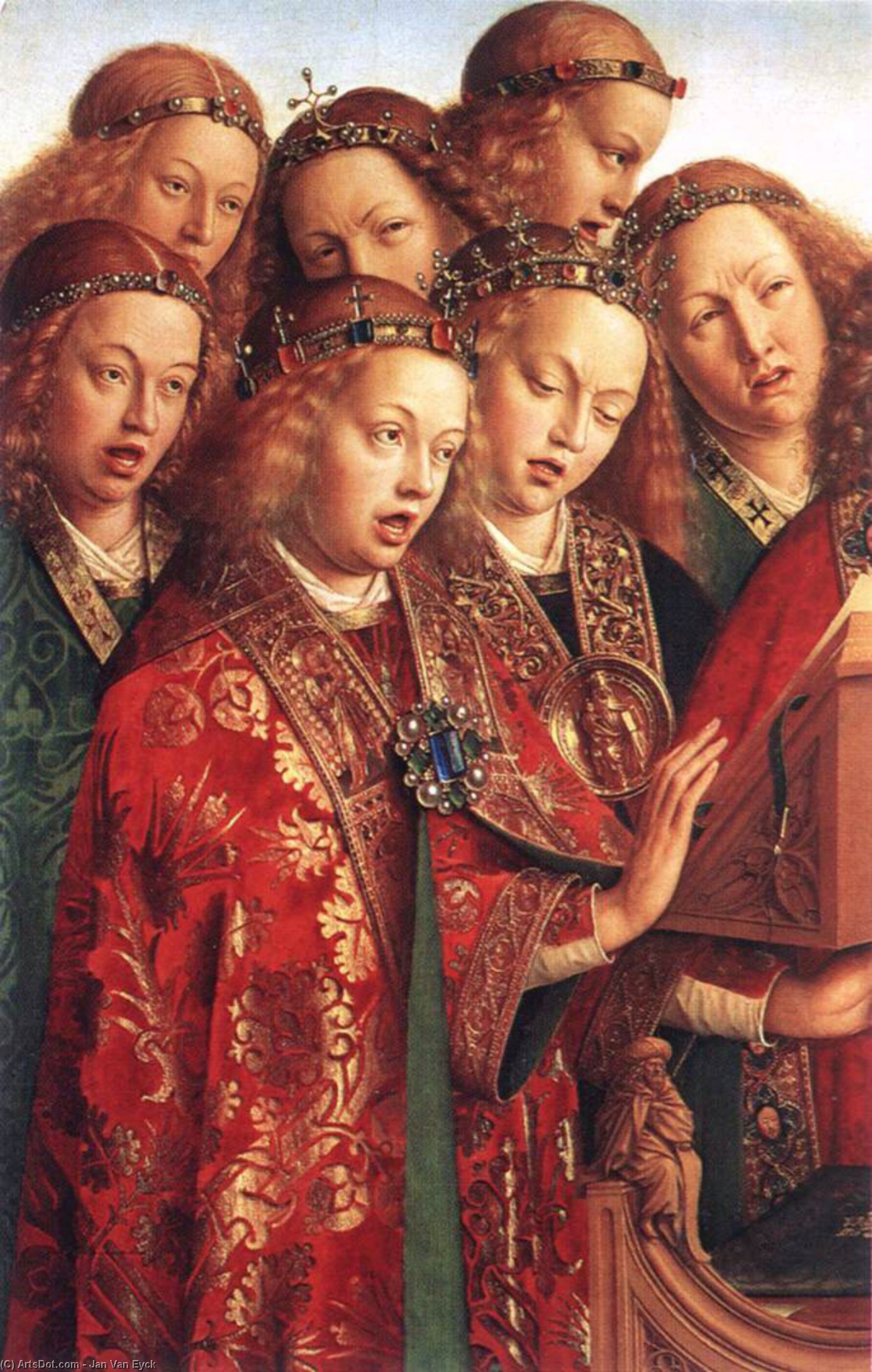 The Ghent Altarpiece: Singing Angels (detail) — Jan Van Eyck