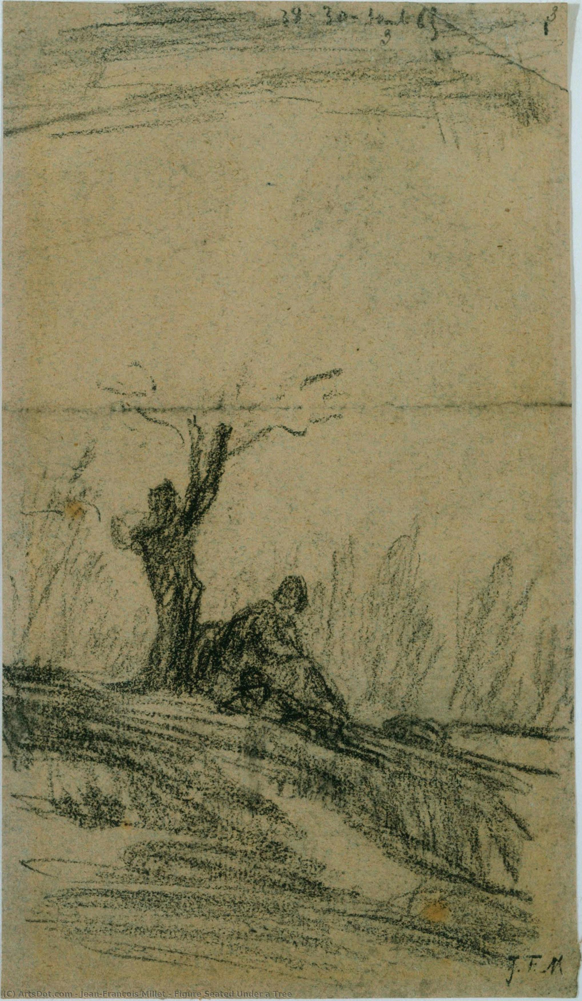 ジャン＝フランソワ・ミレー - Figure Seated Under a Tree