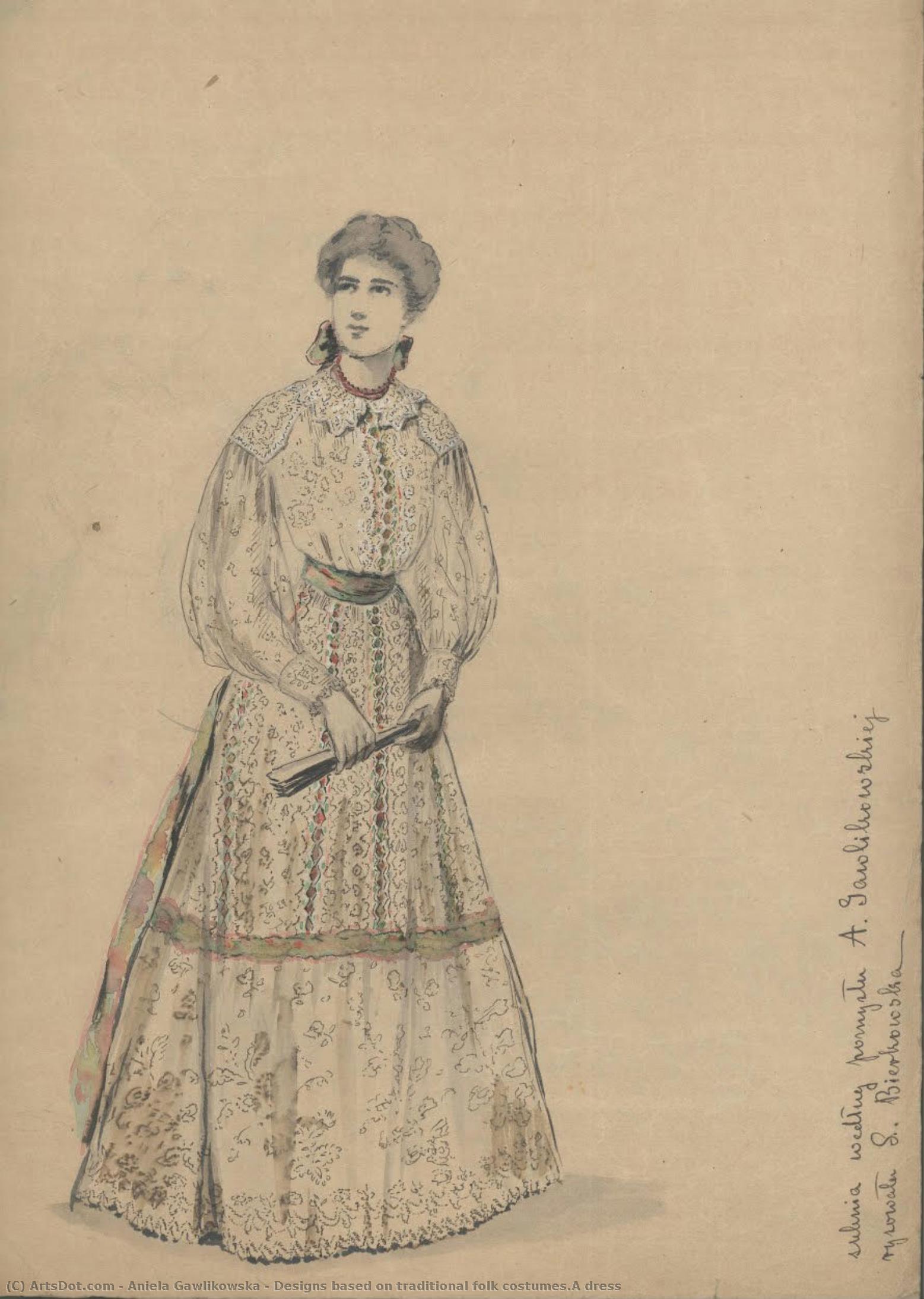 Designs Based On Traditional Folk Costumes.a Dress — Aniela Gawlikowska