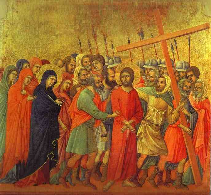 Maestó (arrière, Panneau Central), La Route De Calvary — Duccio Di Buoninsegna