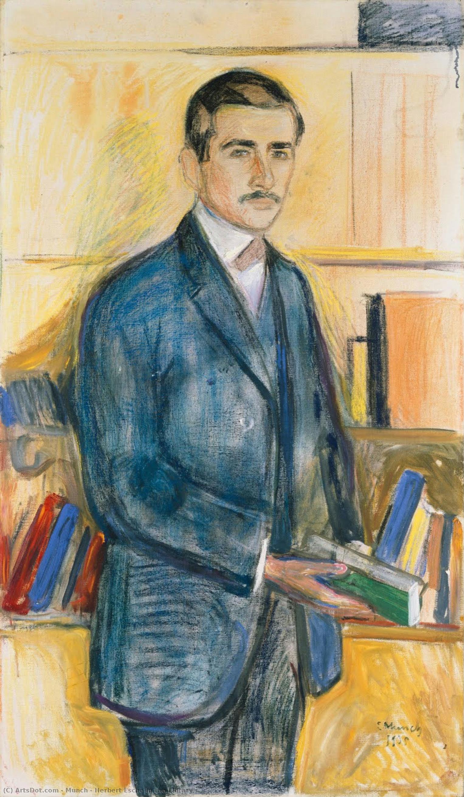 Edvard Munch - Herbert Esche w bibliotece