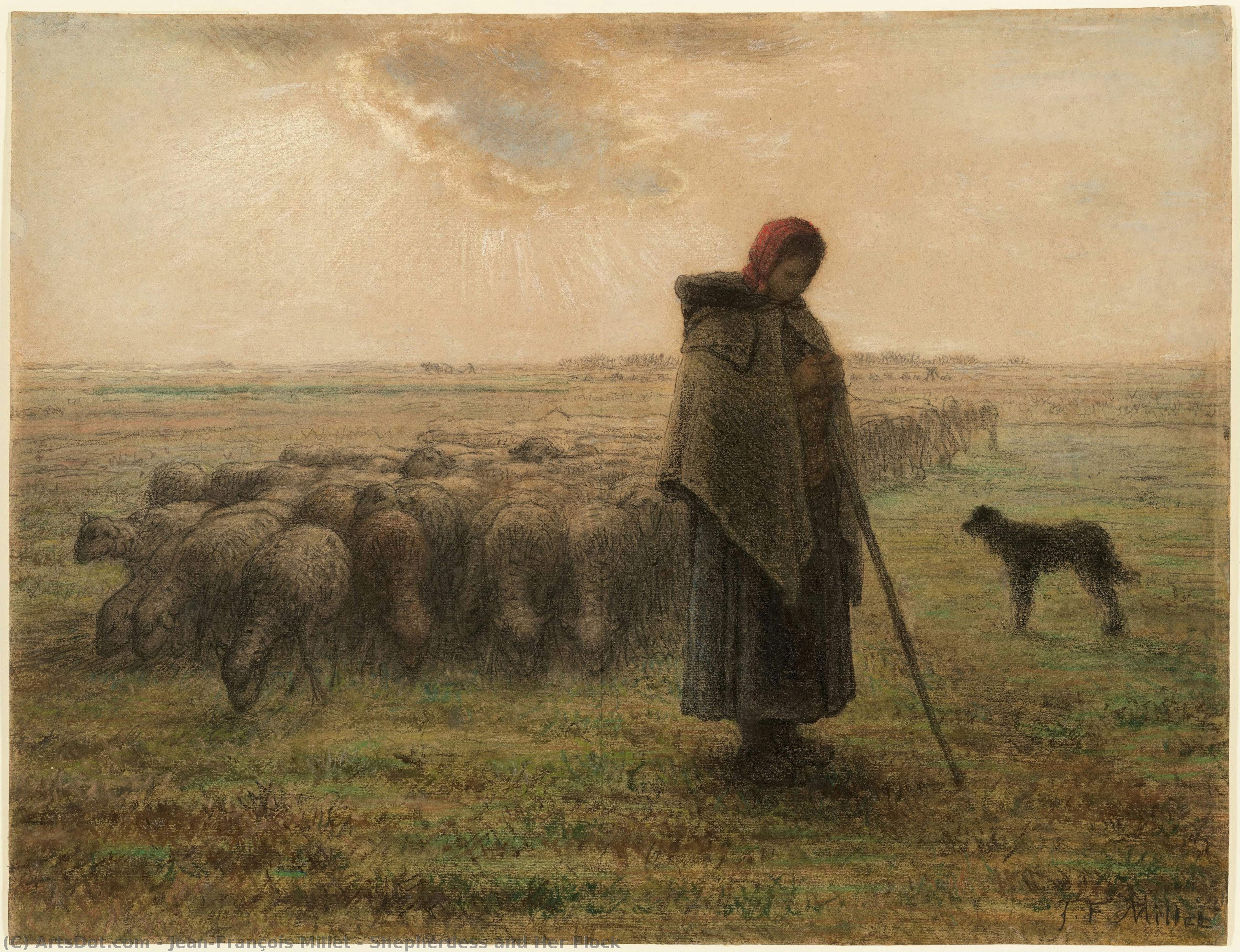 Jean-François Millet - Shepherdess and Her Flock