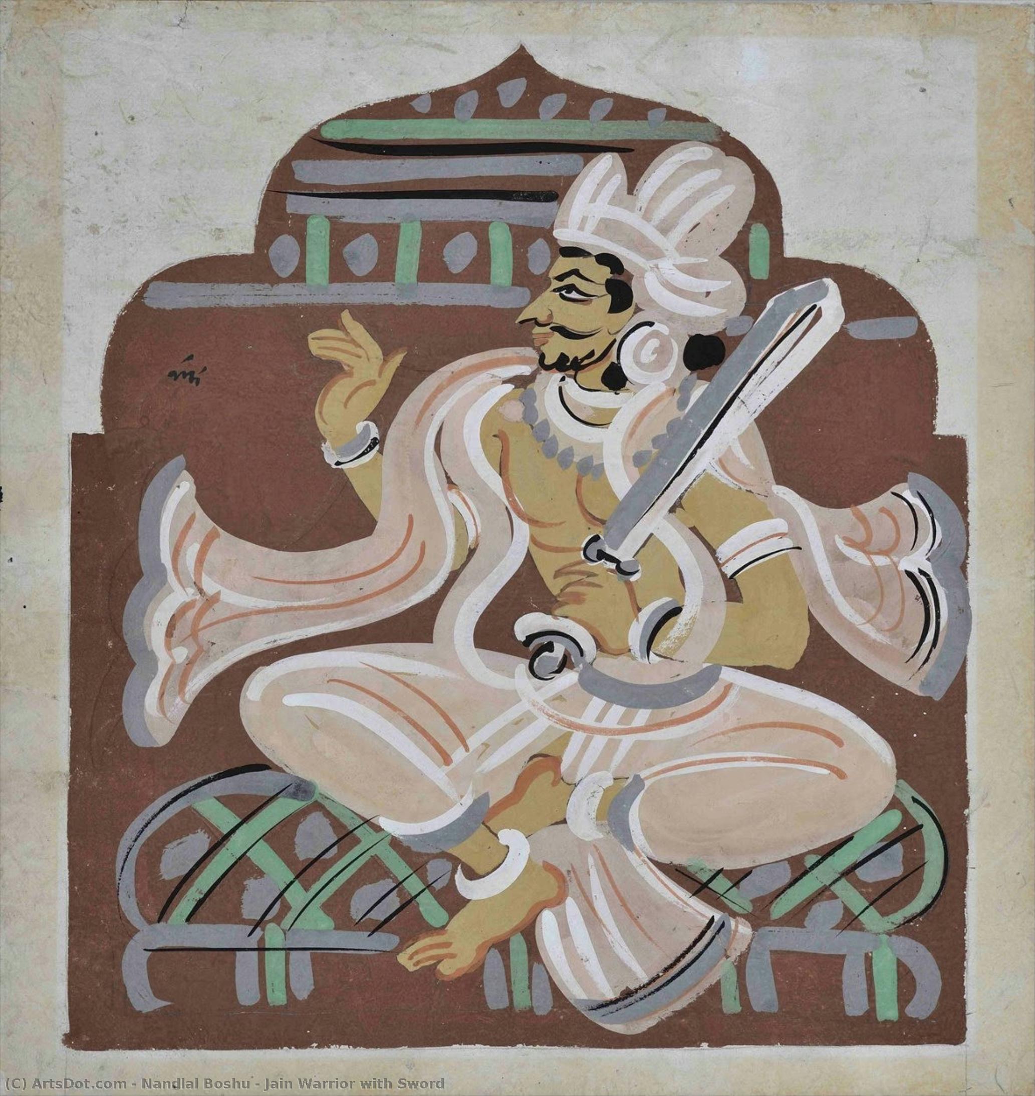 Jain Warrior With Sword — Nandalal Bose