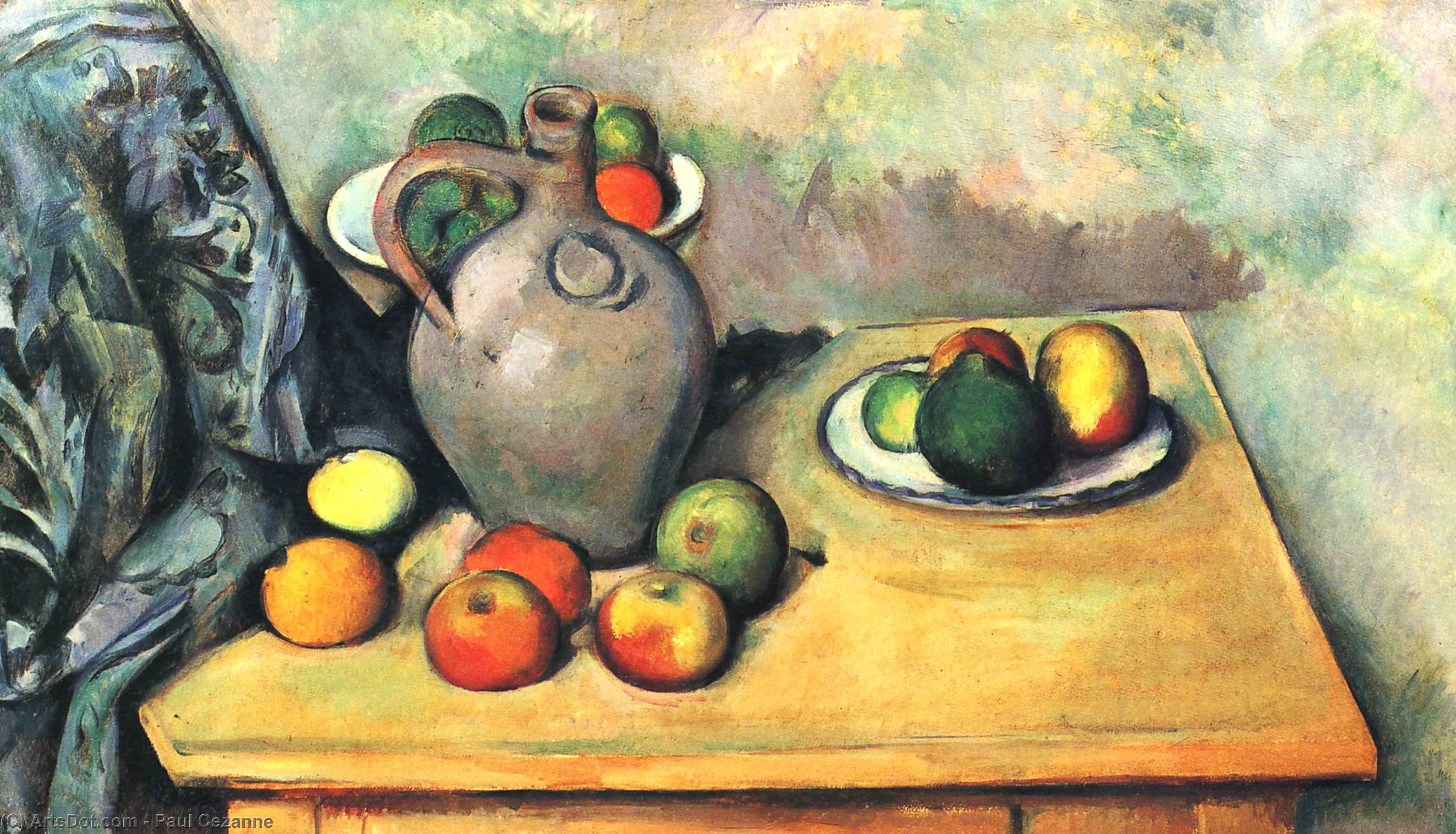 세잔 - Still life, jug and fruit on a table